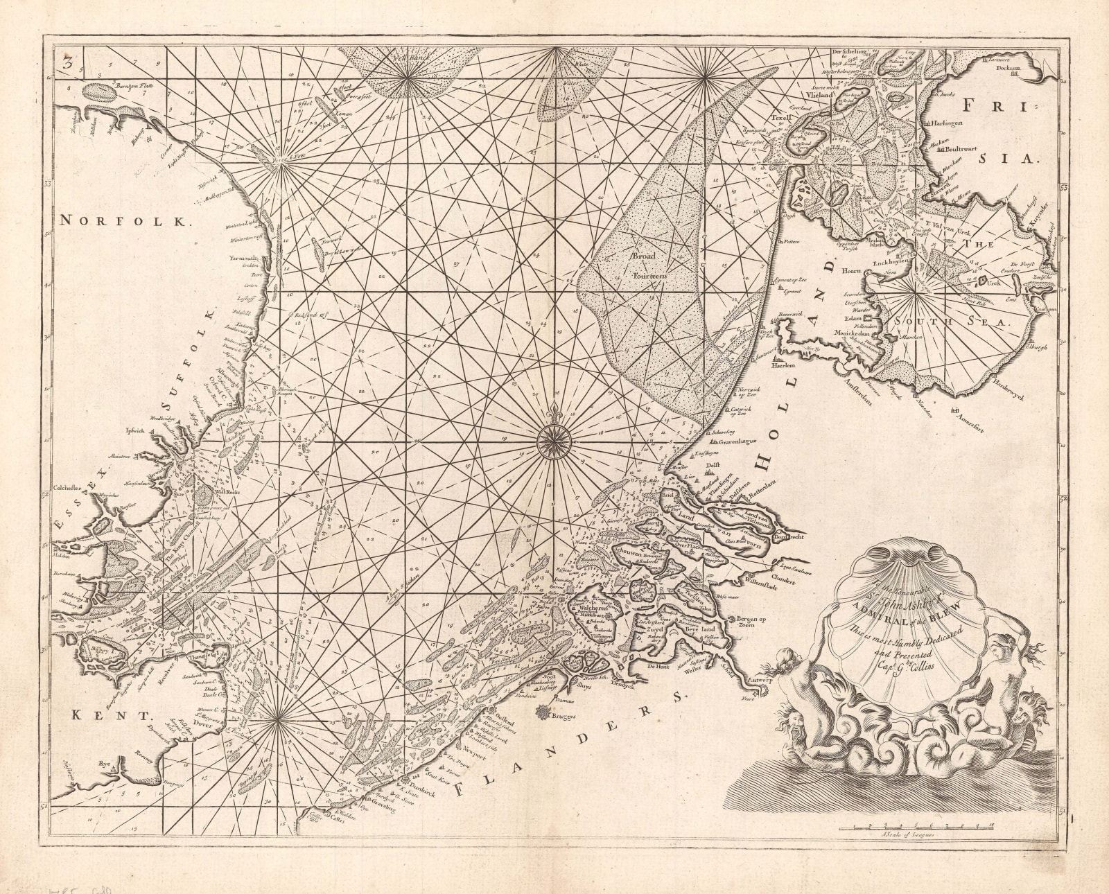 Capt. Greenvile Collins, English Sea Chart of the North Sea, 1785