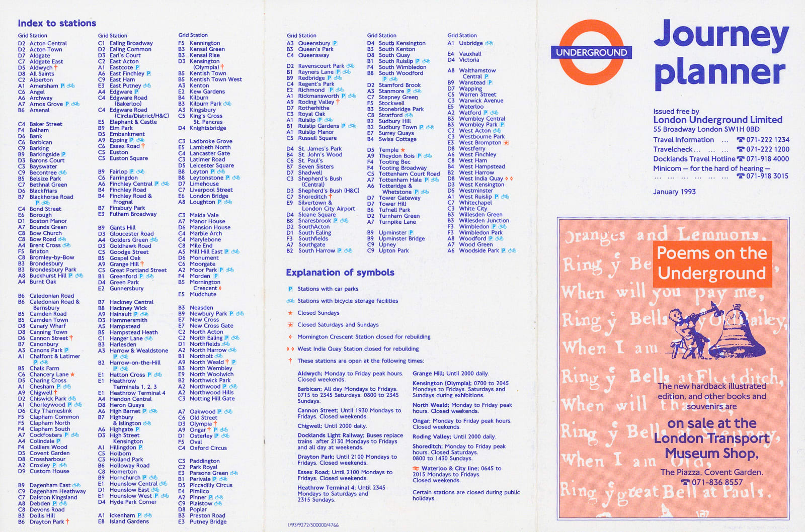 London Underground, London Underground Map, 1993