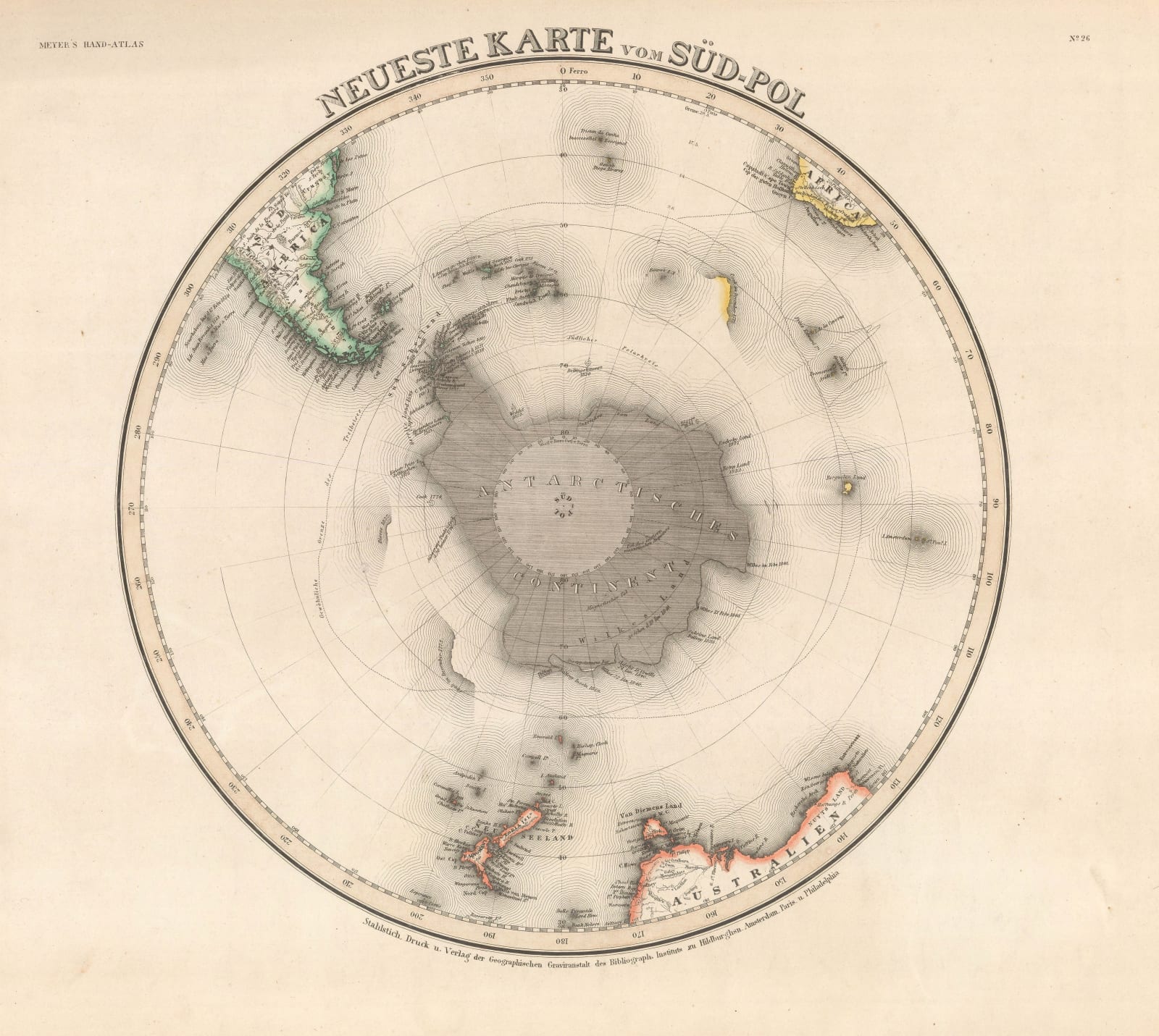 Joseph Meyer, Neueste Karte vom Sud-Pol, 1853