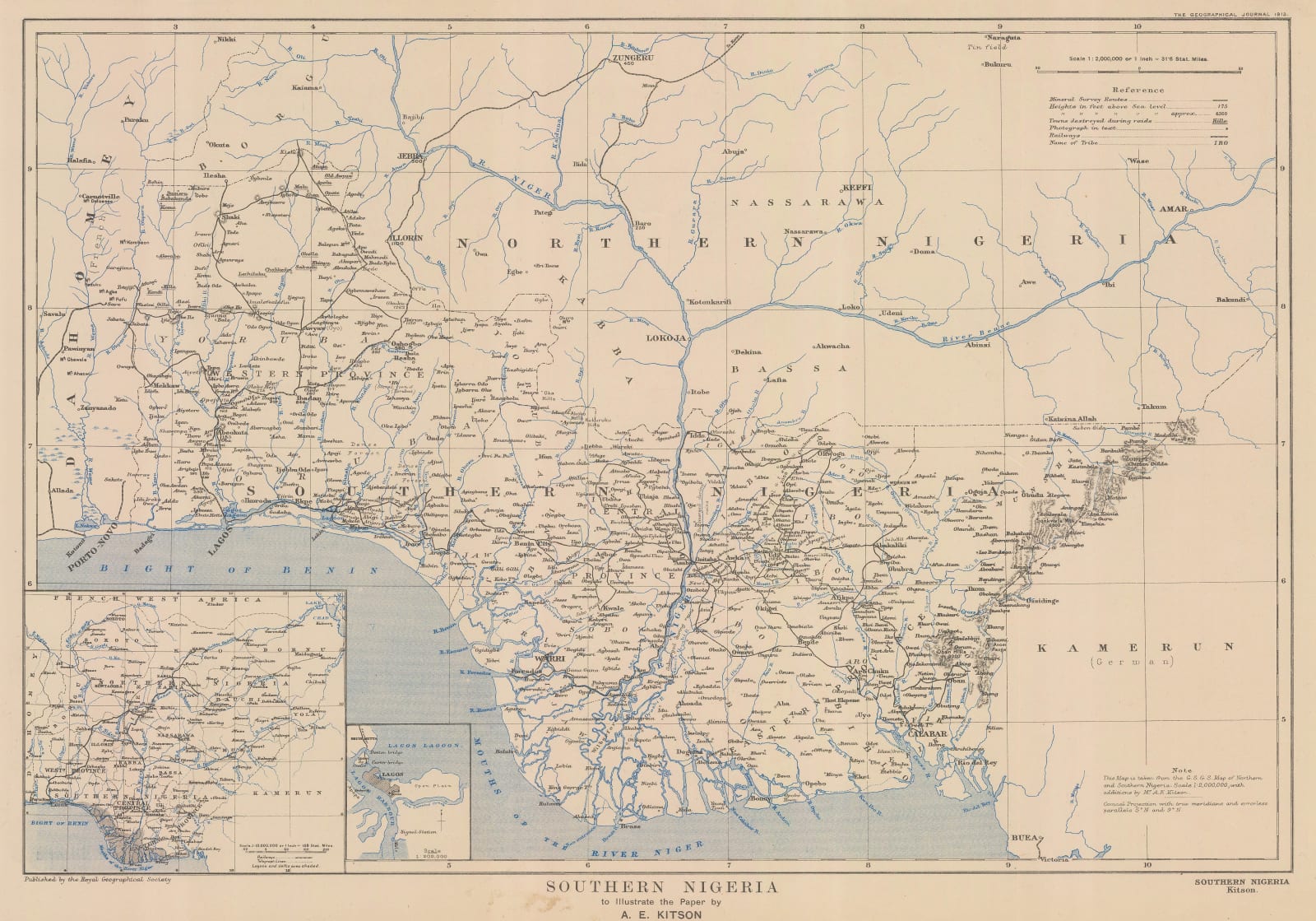 Royal Geographical Society (RGS), Southern Nigeria to Illustrate the Paper by A.E. Kitson, 1913
