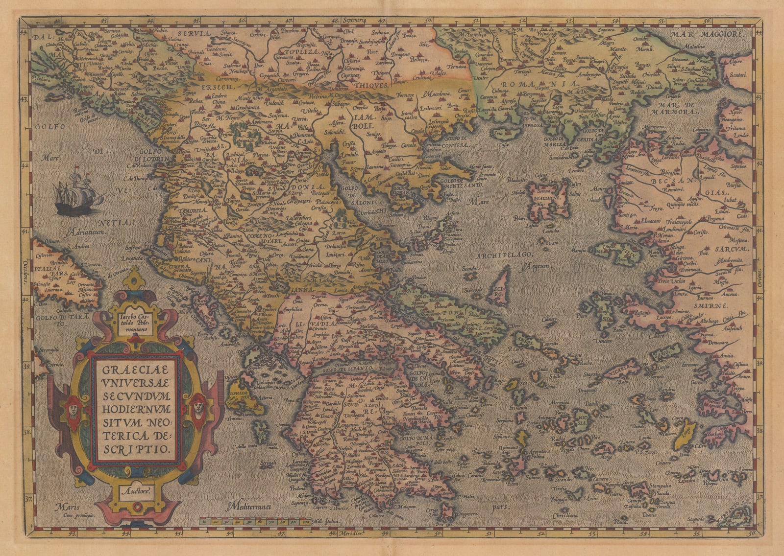 Abraham Ortelius, First atlas map of Greece, 1603