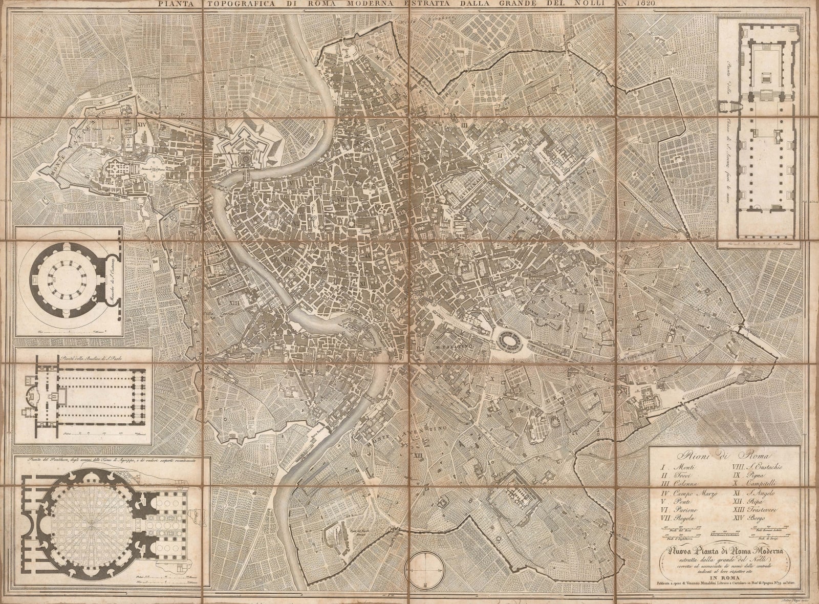 Venanzio Monaldini, City plan of Rome, 1820