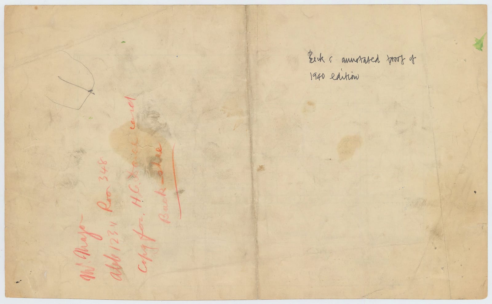 Harry Beck, Unpublished Annotated Proof of 1940 Edition, 1939