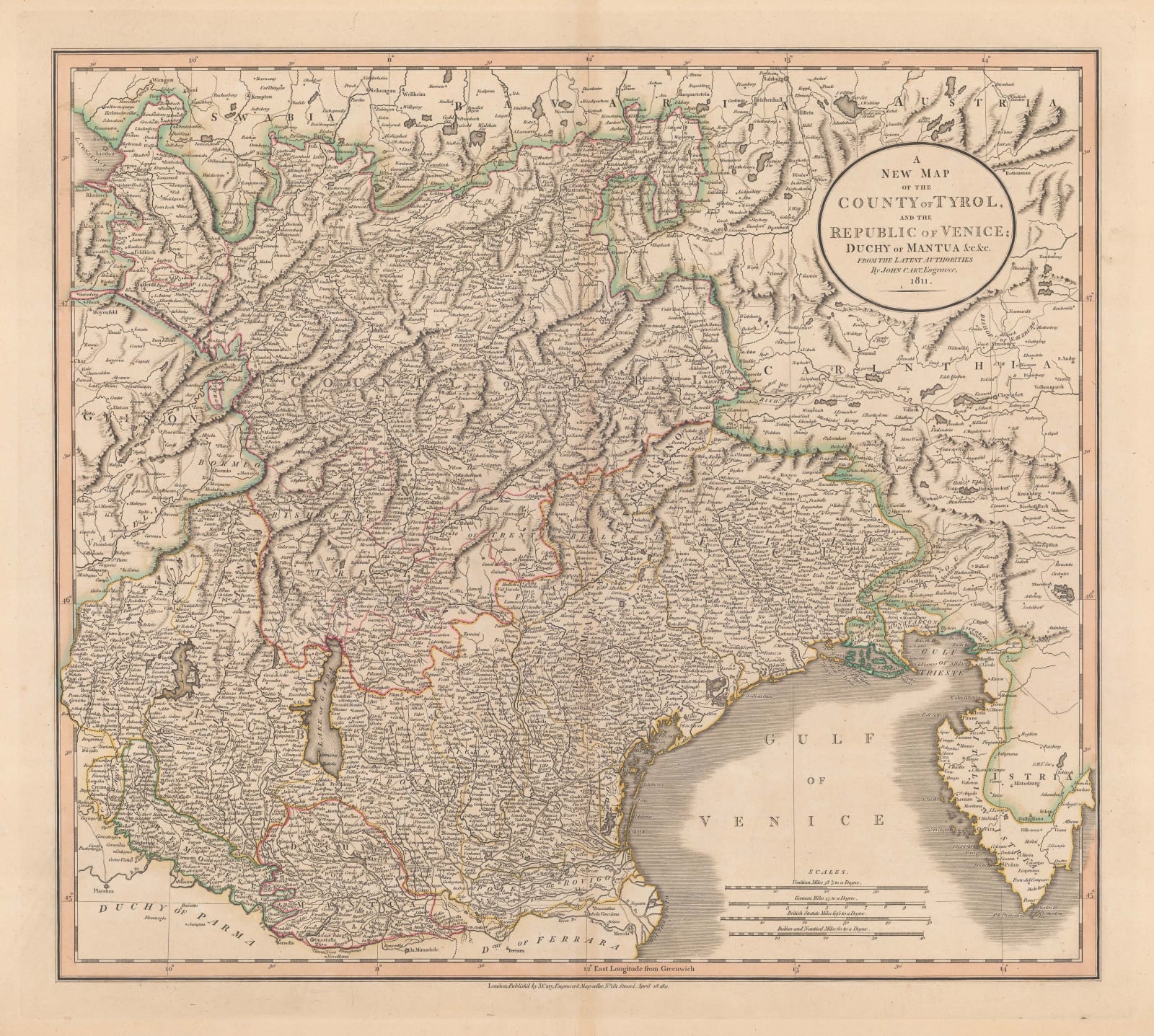 John Cary, Northeast Italy, 1811