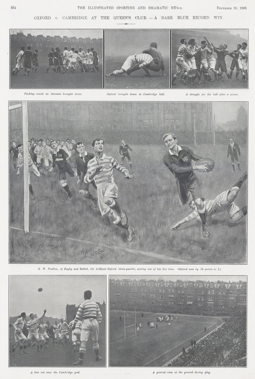 Illustrated Sporting and Dramatic News (ISDN), Rugby - Oxford v Cambridge, 1909