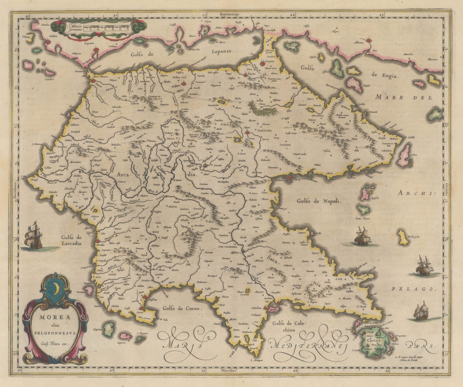 Willem & Jan Blaeu, The Peloponnese, 1650 c.