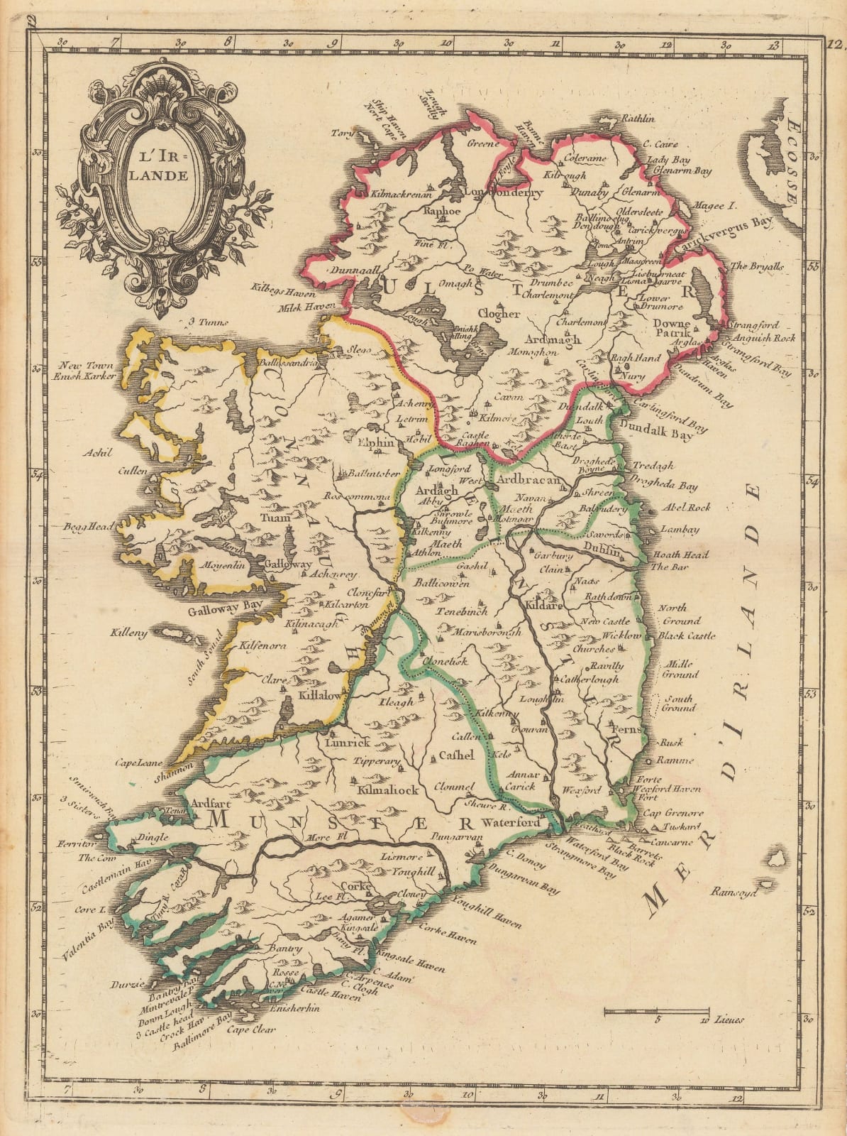 Georges-Louis Le Rouge, Ireland divided into the four ancient provinces, 1756