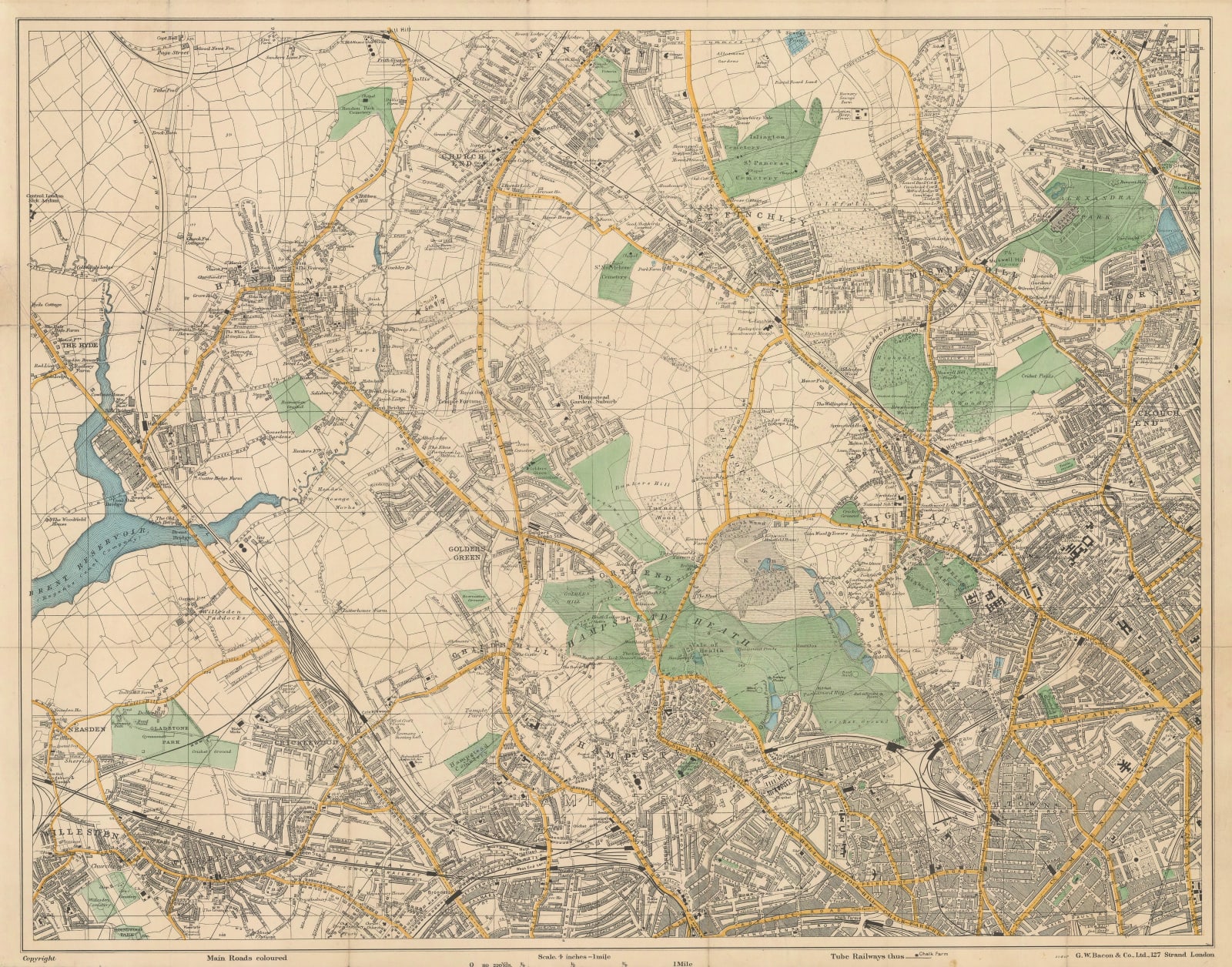 George W. Bacon, Hampstead, Golders Green, Finchley, Highgate, 1890 c