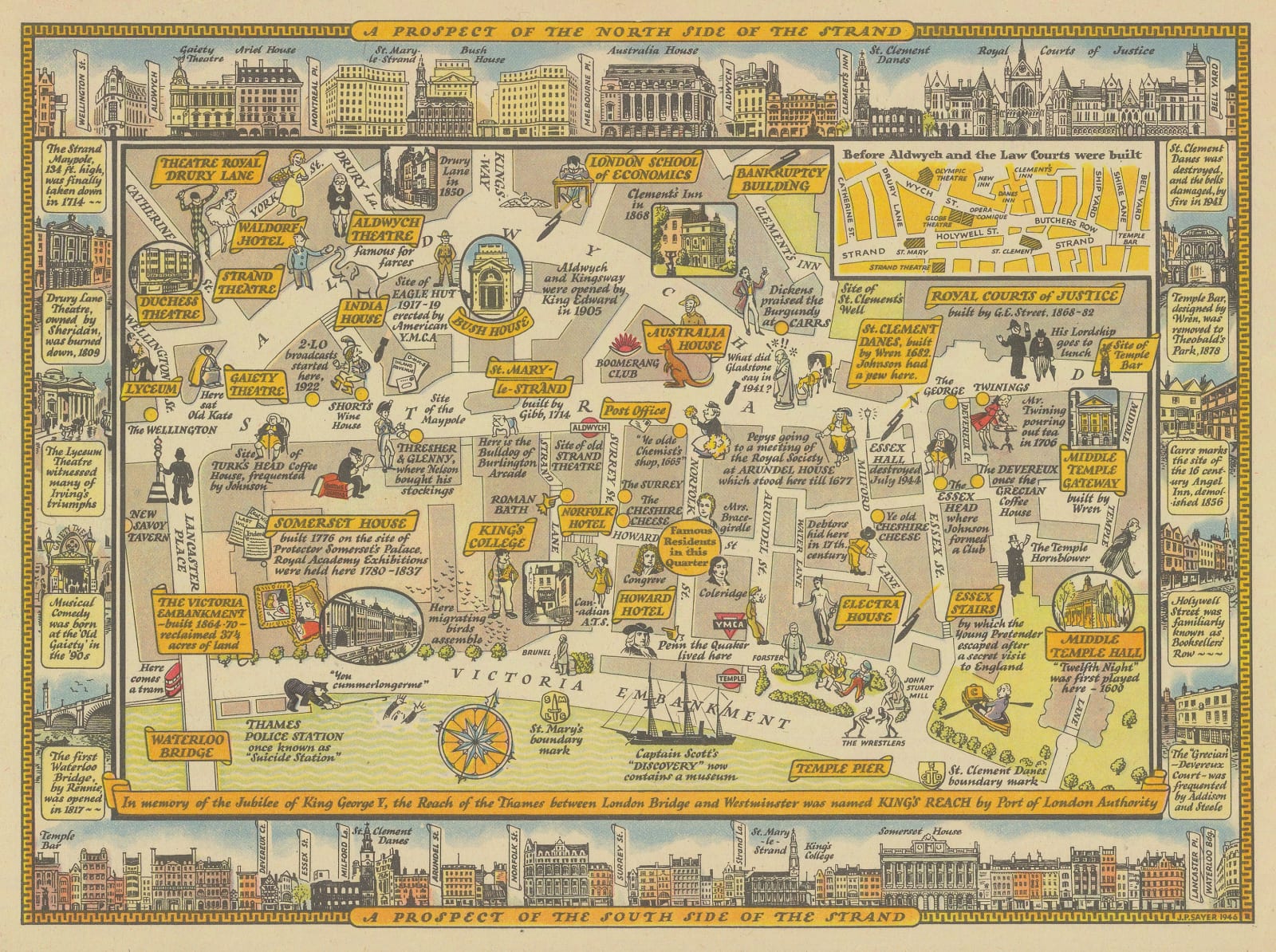 J.P. Sayer, The Strand - Waterloo Bridge to Temple Bar, 1946