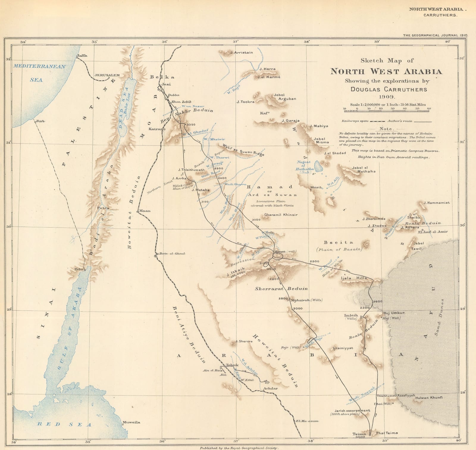 Royal Geographical Society (RGS), Sketch Map of North West Arabia, 1910