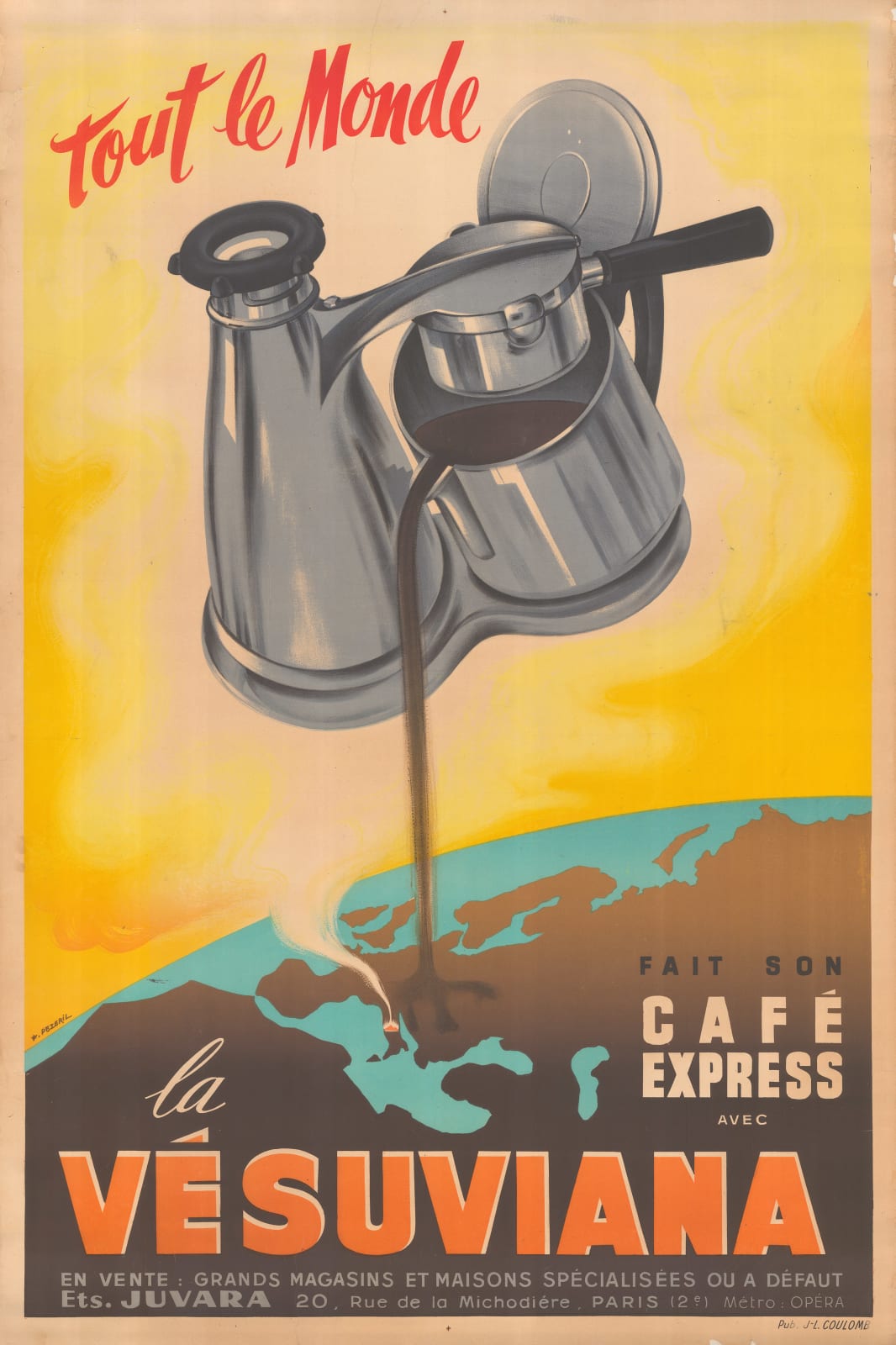F. Pezeril, Vesuviana Coffee advert map of Europe, 1950 (c.)