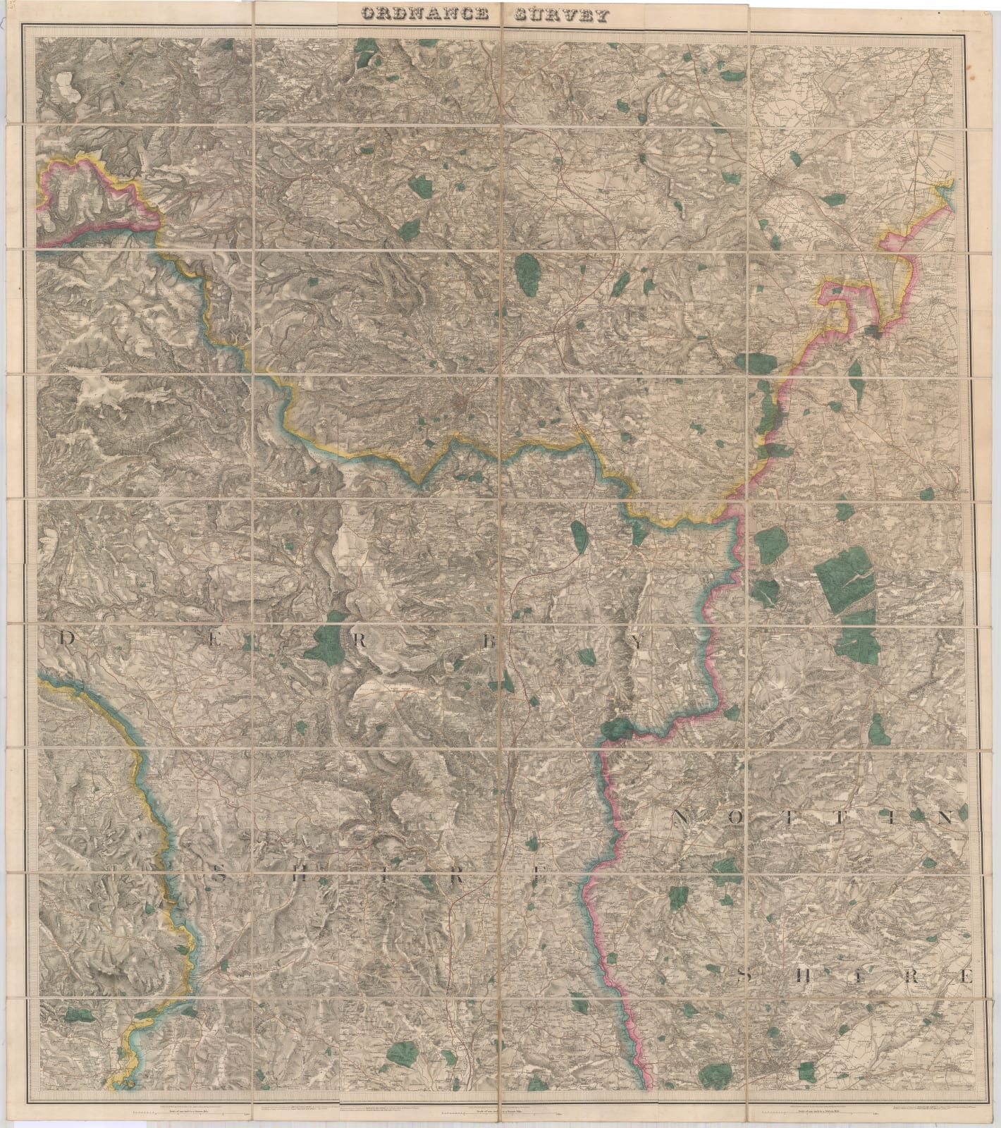 Ordnance Survey, 20 Miles Around Chesterfield, 1839
