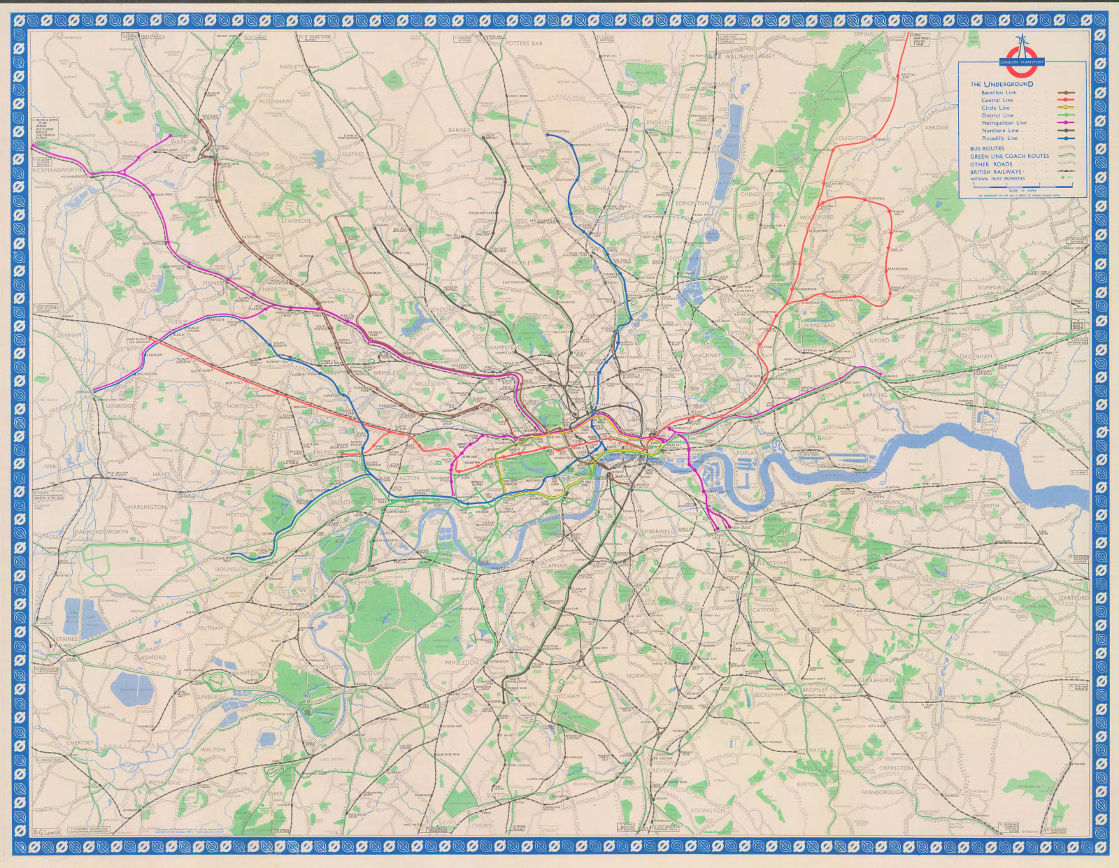 B.G. Lewis, Visitor's London Transport Map, 1959