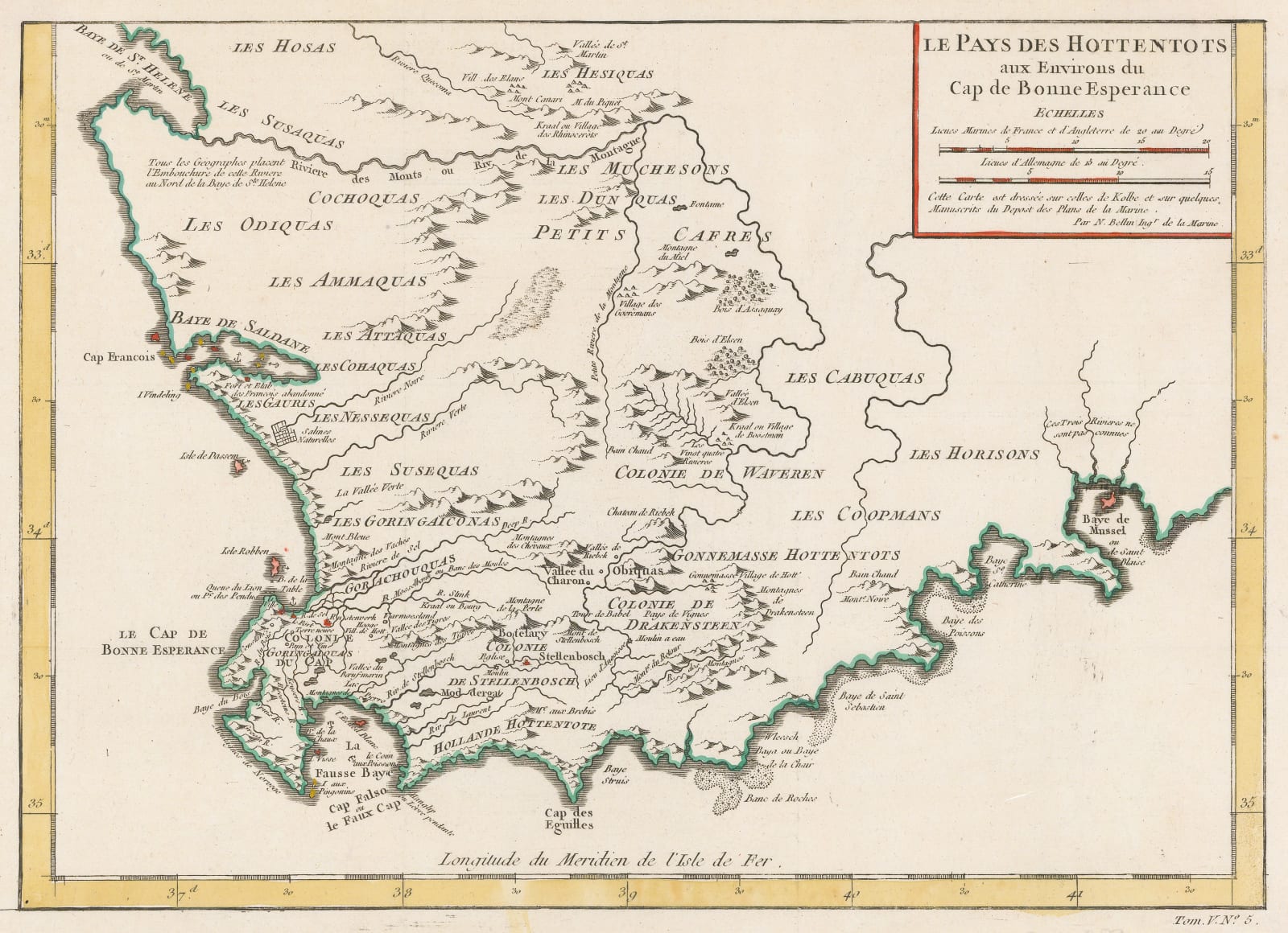 Jacques-Nicolas Bellin, South-Western Africa and the Cape of Good Hope, 1748