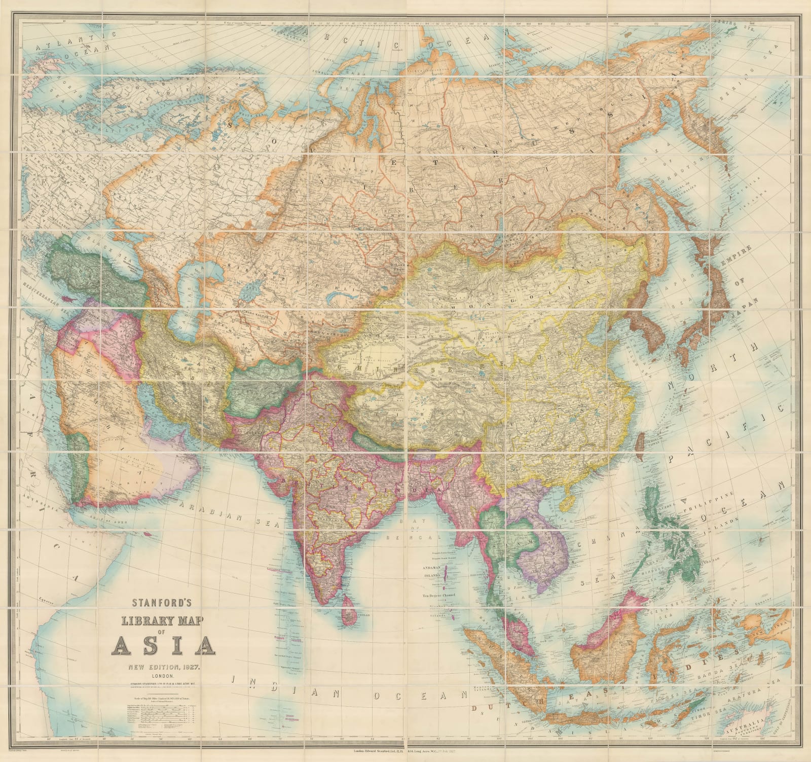 Edward Stanford, Stanford's Library Map of Asia, 1927
