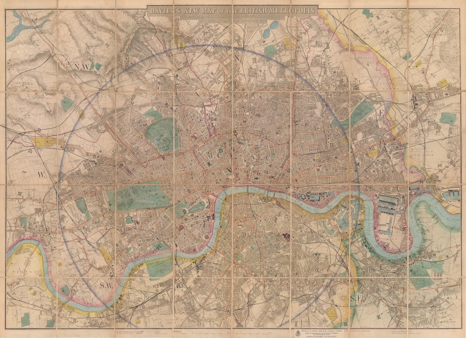 Benjamin Rees Davies, Davies's New Map of the British Metropolis, 1865