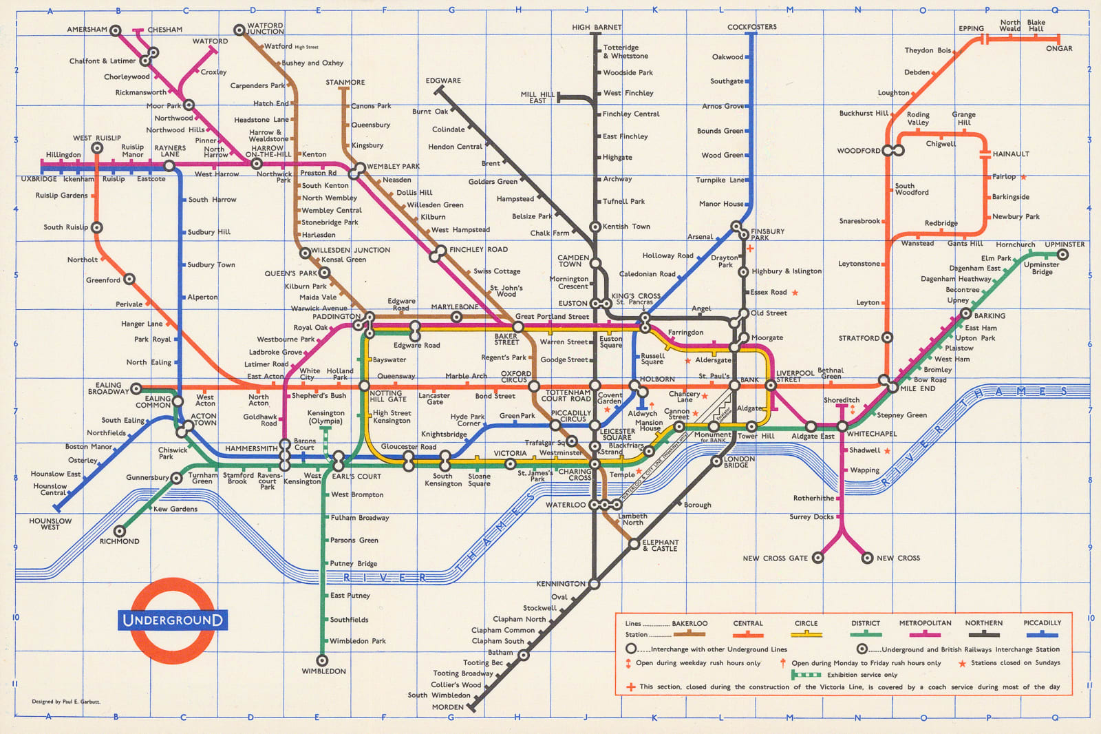 Paul E. Garbutt, London Underground Map, 1965