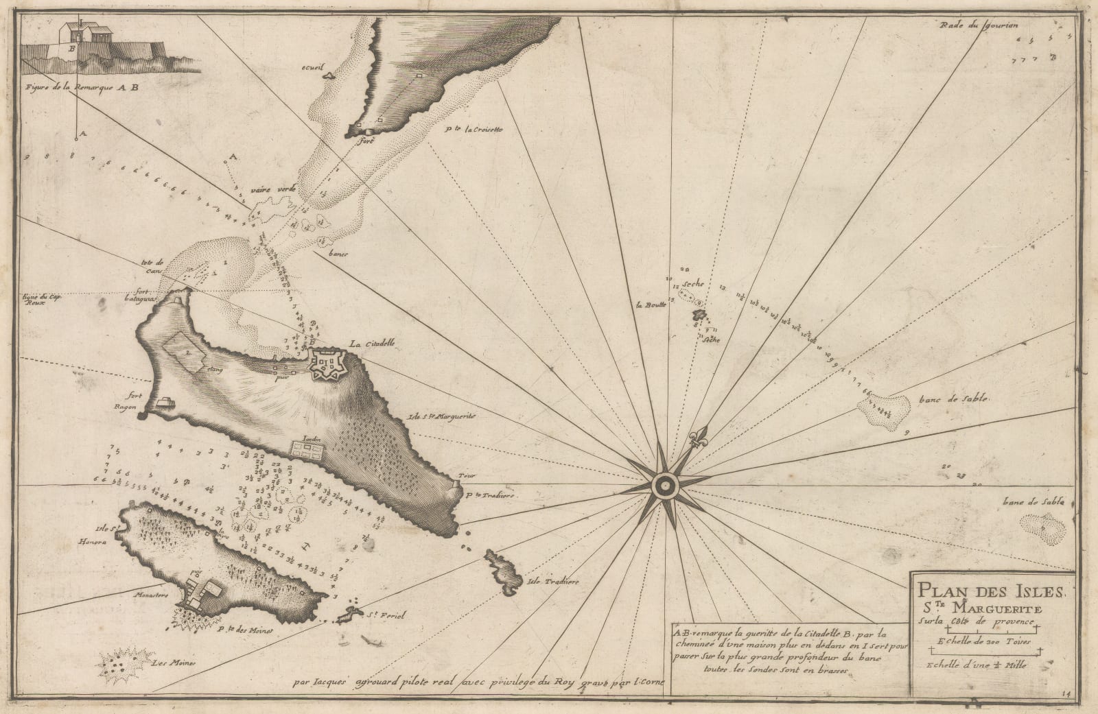 Jacques Ayrouard, Chart of the Isles of St. Marguerite, Provence, 1746