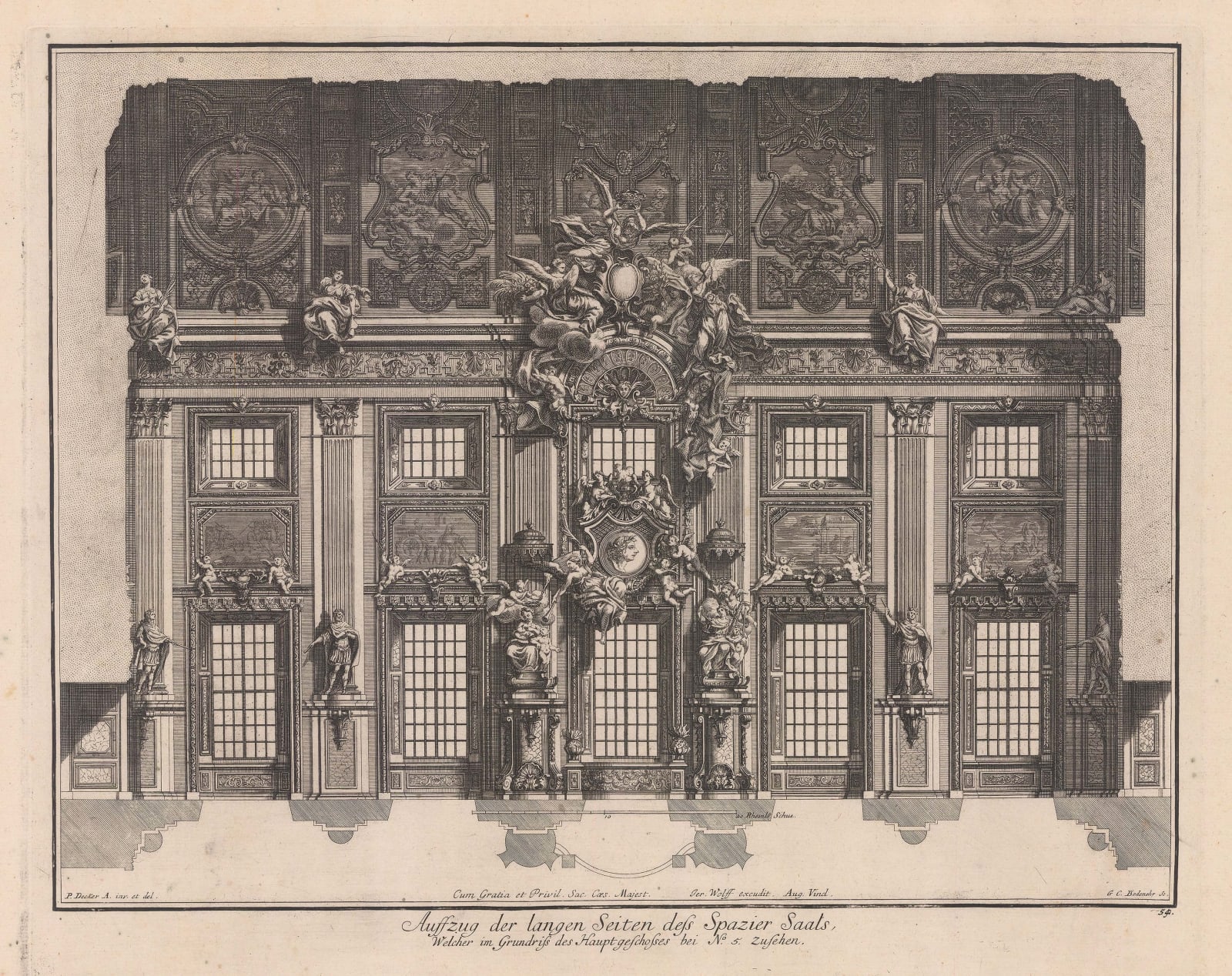 Paul Decker, Interiors - Baroque Wall Design, 1711
