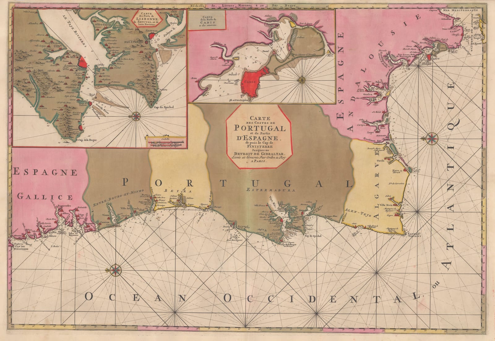 Pierre Mortier, Chart of the coast of Portugal and Gibraltar, 1708