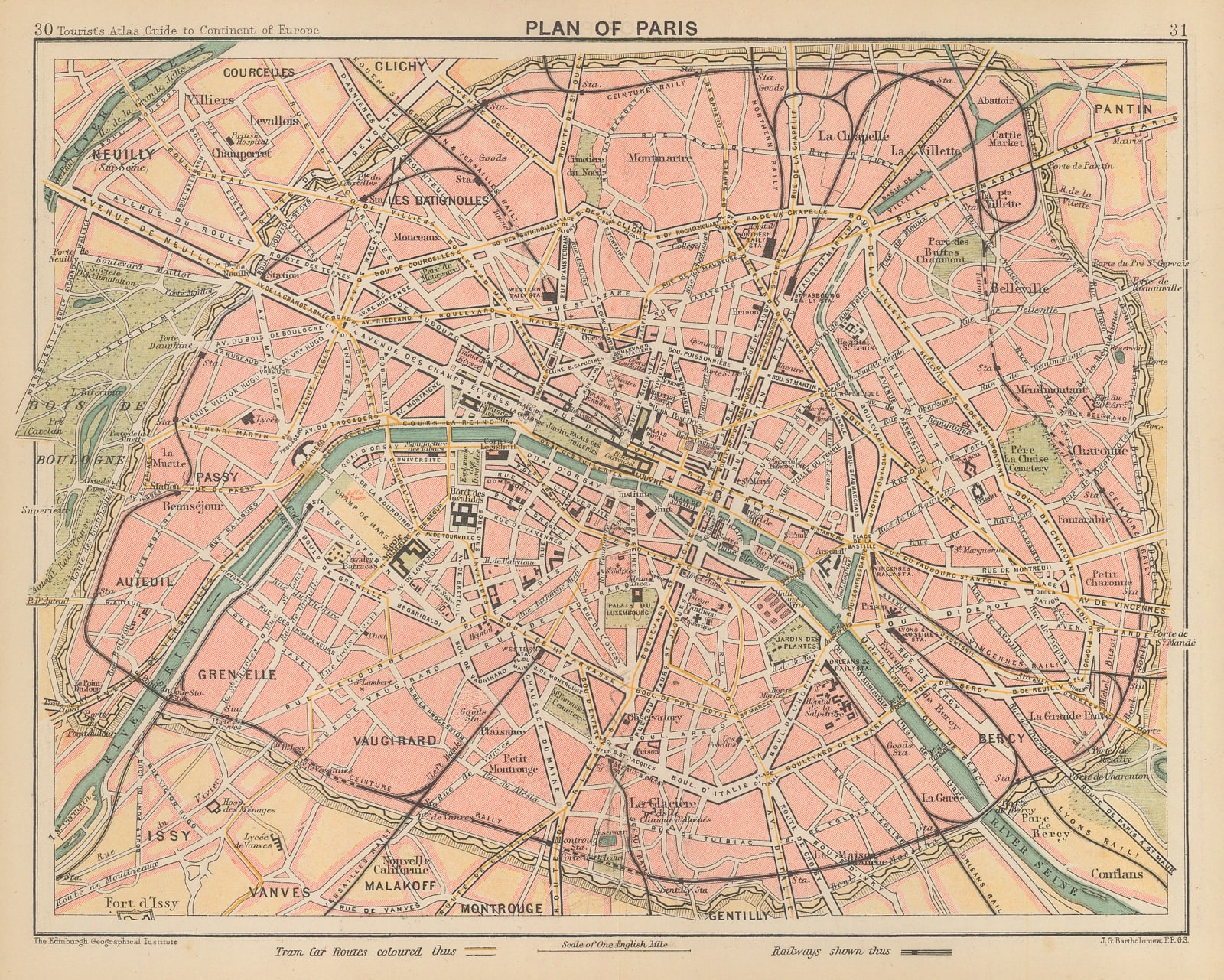 J.G. Bartholomew, Plan of Paris, 1893