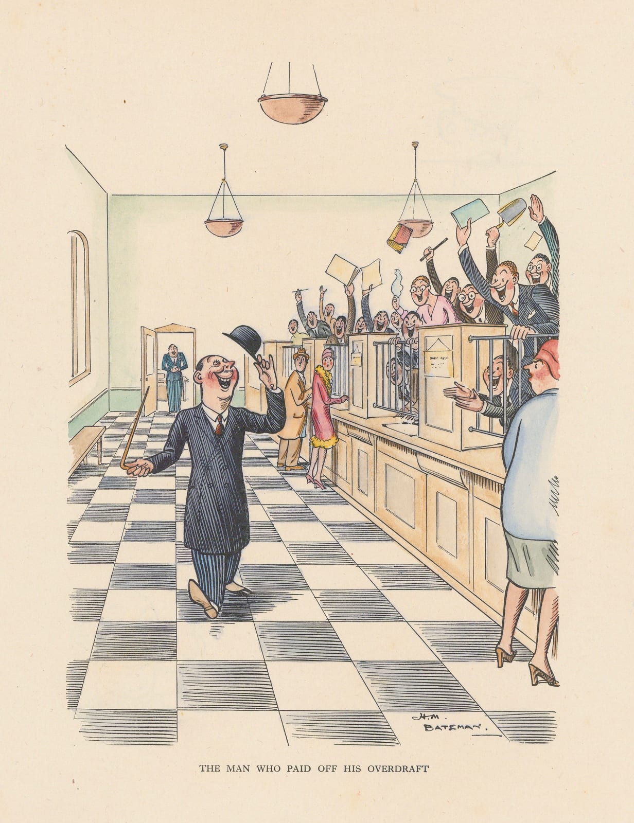Henry Mayo Bateman, Cartoon - The Man Who Paid His Overdraft, 1931