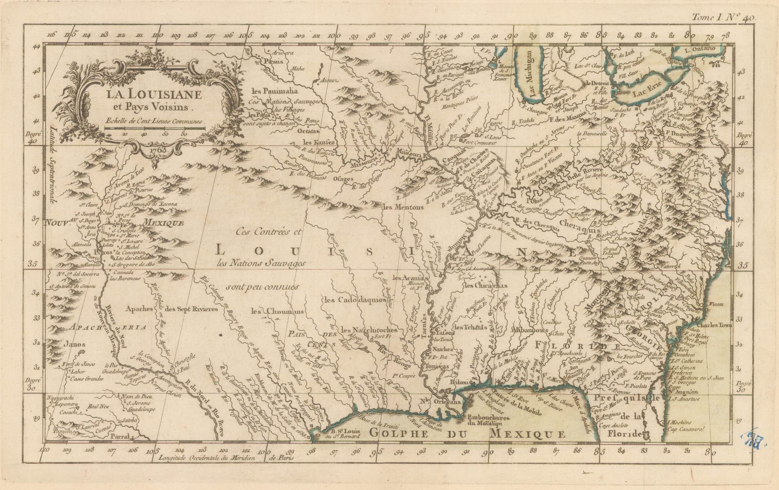 Jacques-Nicolas Bellin, French Louisiana, 1764