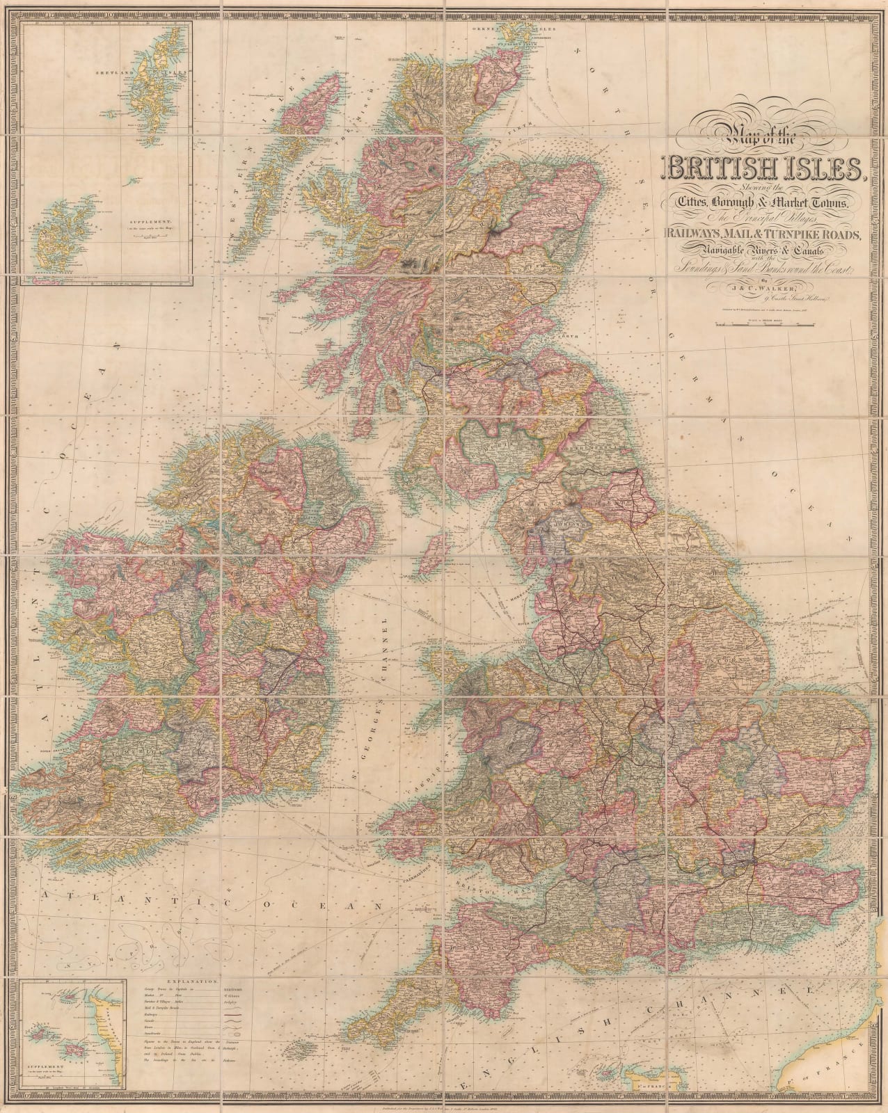J. & C. Walker, Map of the British Isles, 1842