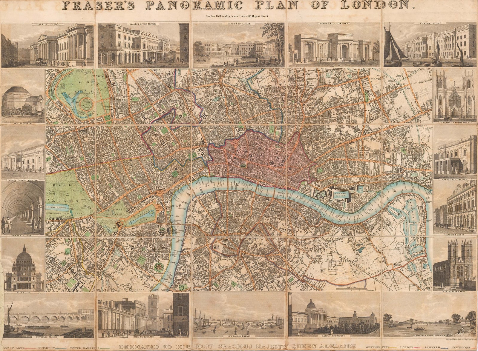 James Fraser, Panoramic Plan of London, 1836