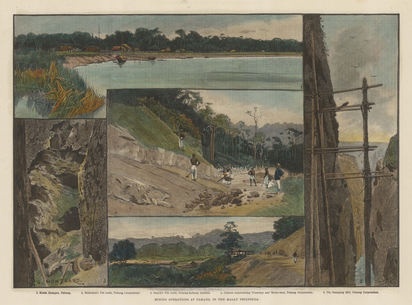 Illustrated London News (ILN), Malaysia - Kuantan River Mining Operations, 1890
