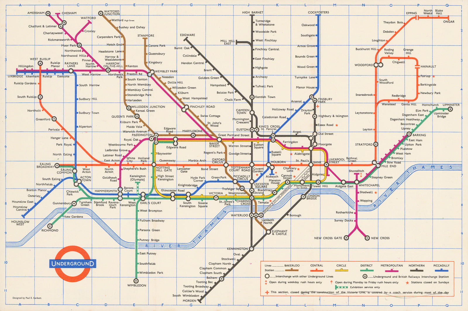 Paul E. Garbutt, London Underground Map, 1965