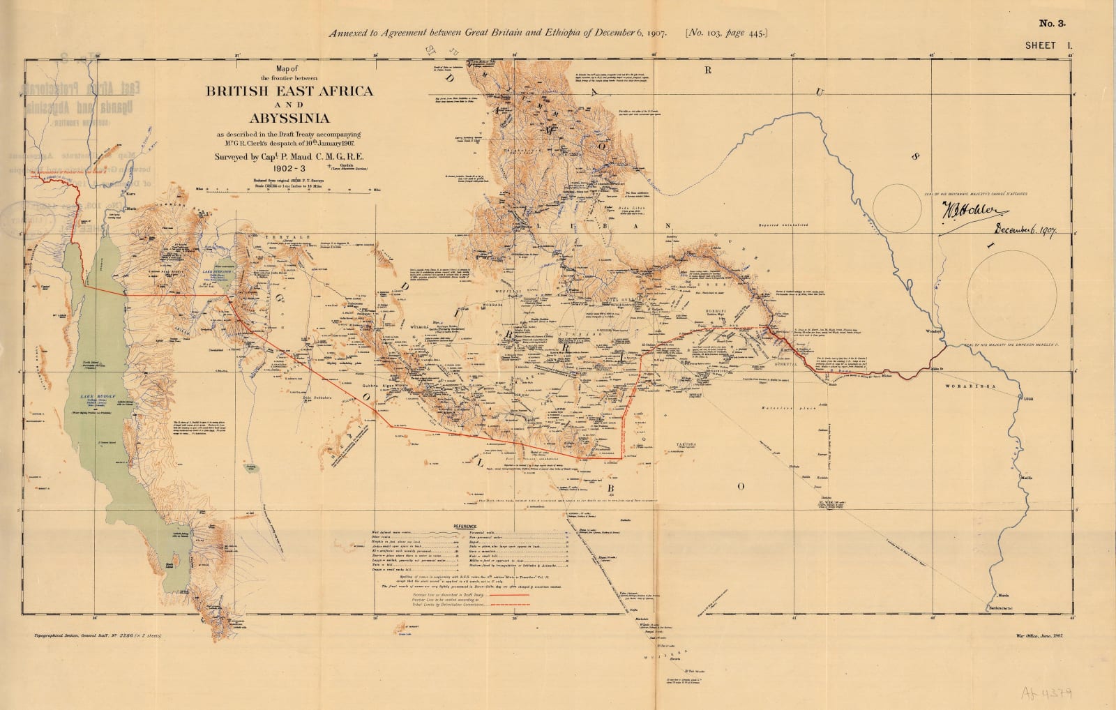 Edward Hertslet, Map of the Frontier between British East Africa and Abyssinia, 1909