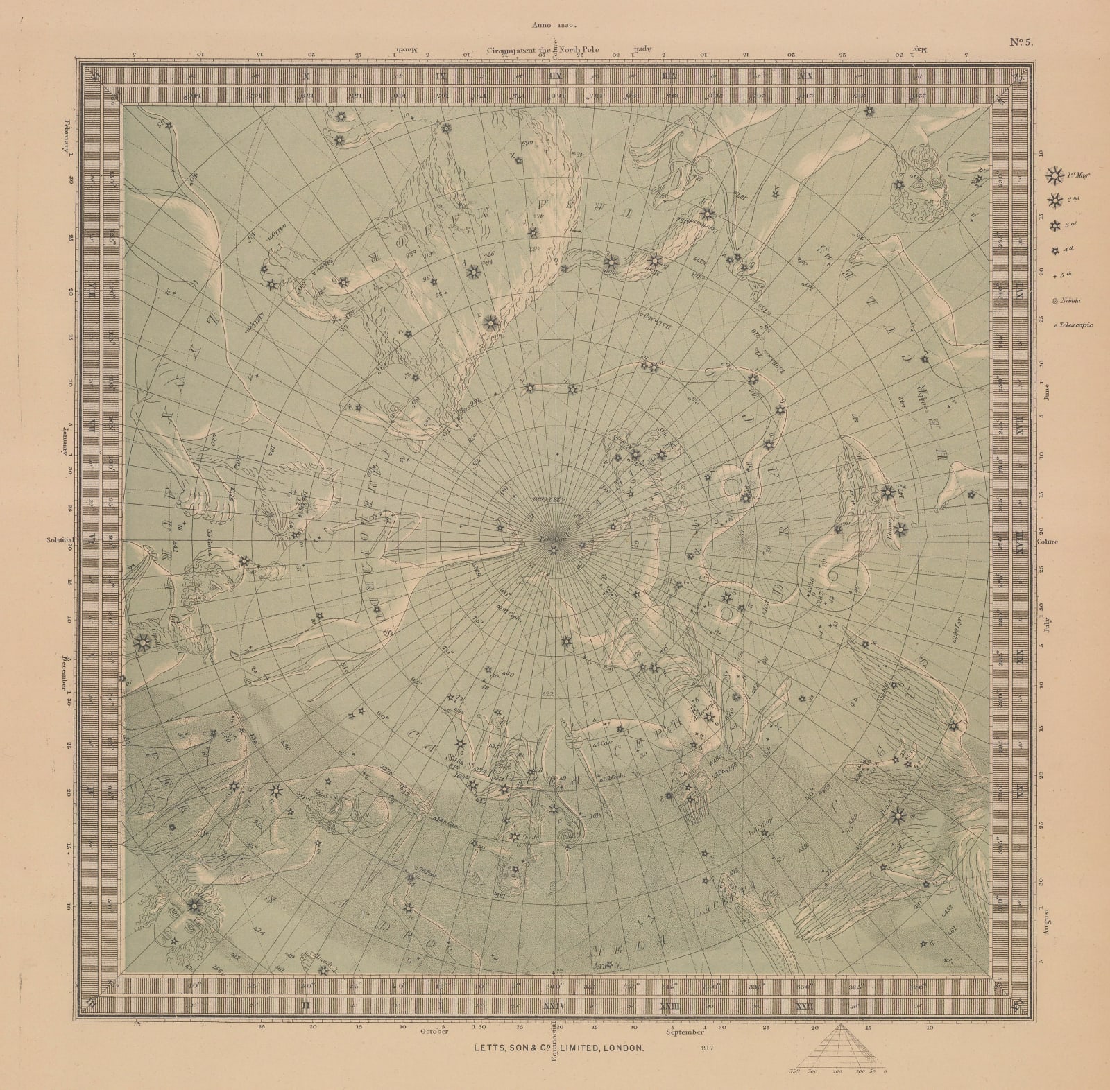 Letts & Son, Constellations - Northern Hemisphere, 1880