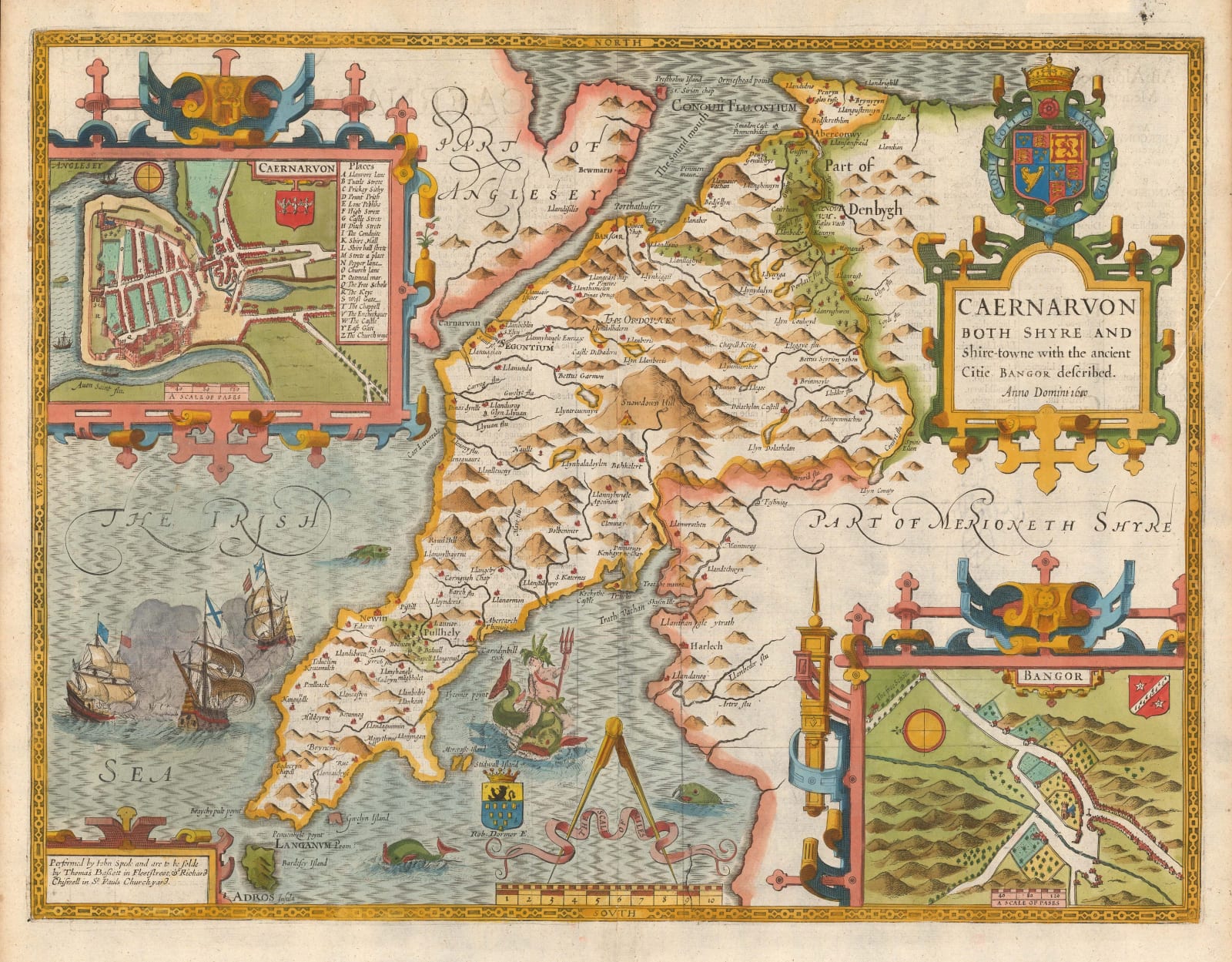 John Speed, Caernarvon, Both Shyre and Shire-towne with the ancient Citie Bangor described, 1676