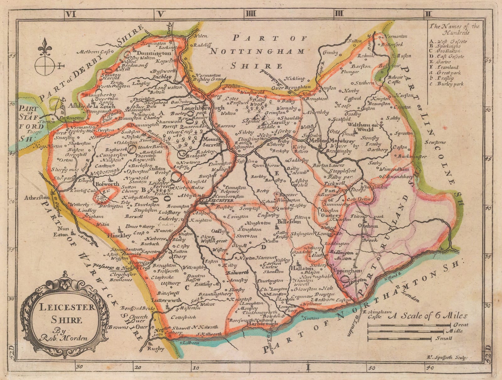 Robert Morden, Leicester Shire, 1708