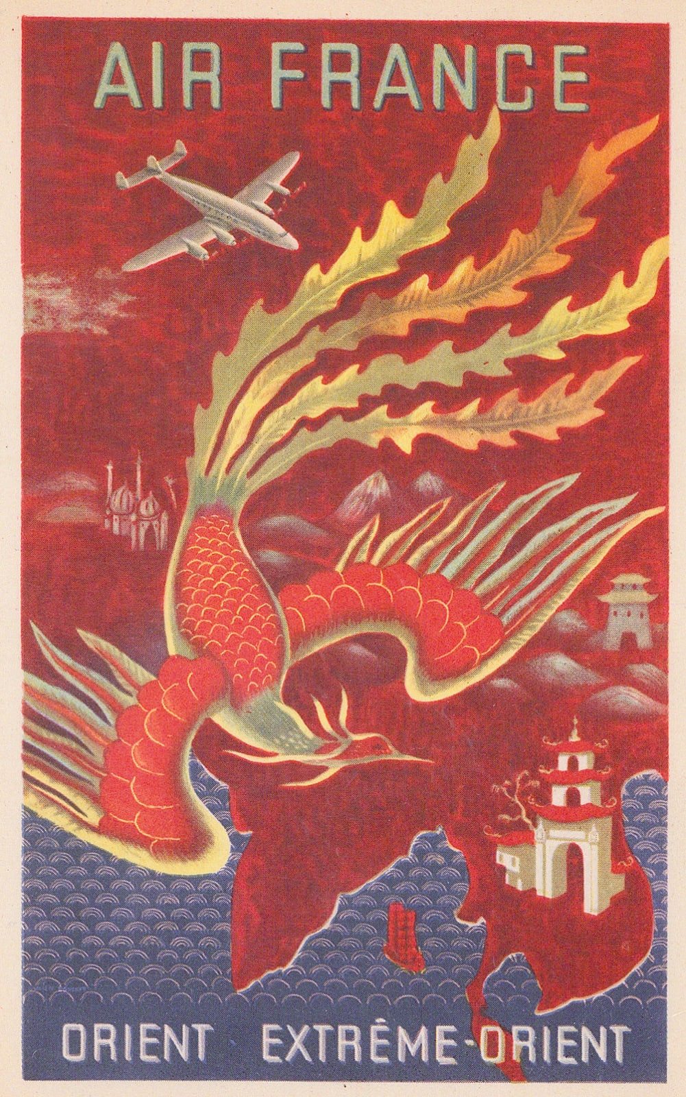 Air France, Air France Postcard - Extréme Orient, 1949 c.