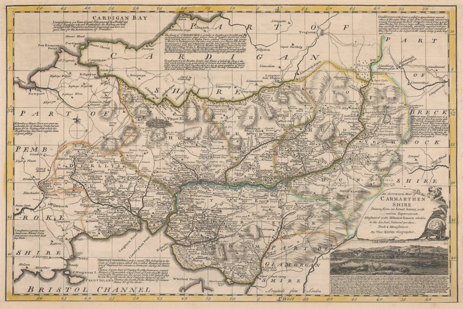 Emanuel Bowen & Thomas Kitchin, Carmarthenshire, 1754