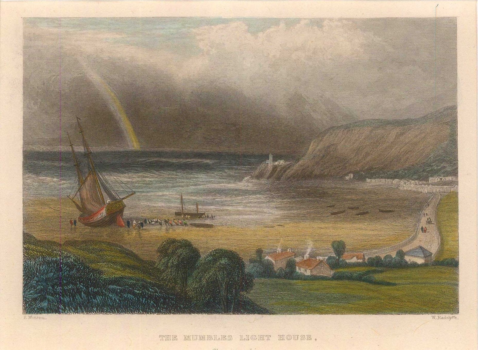 William Radclyffe, Wales - Mumbles Lighthouse, 1836