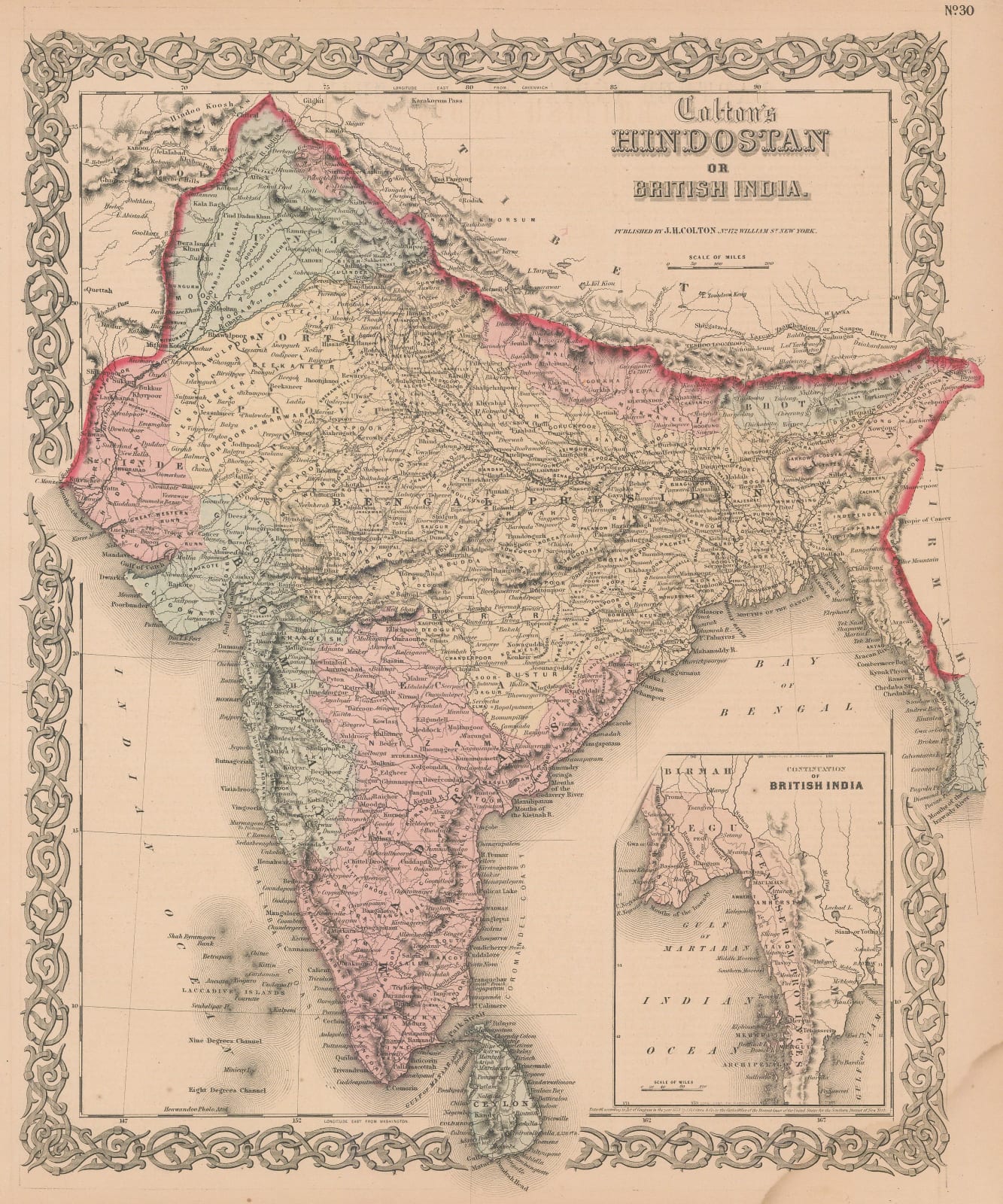 Joseph Hutchins Colton, Hindostan or British India, 1861