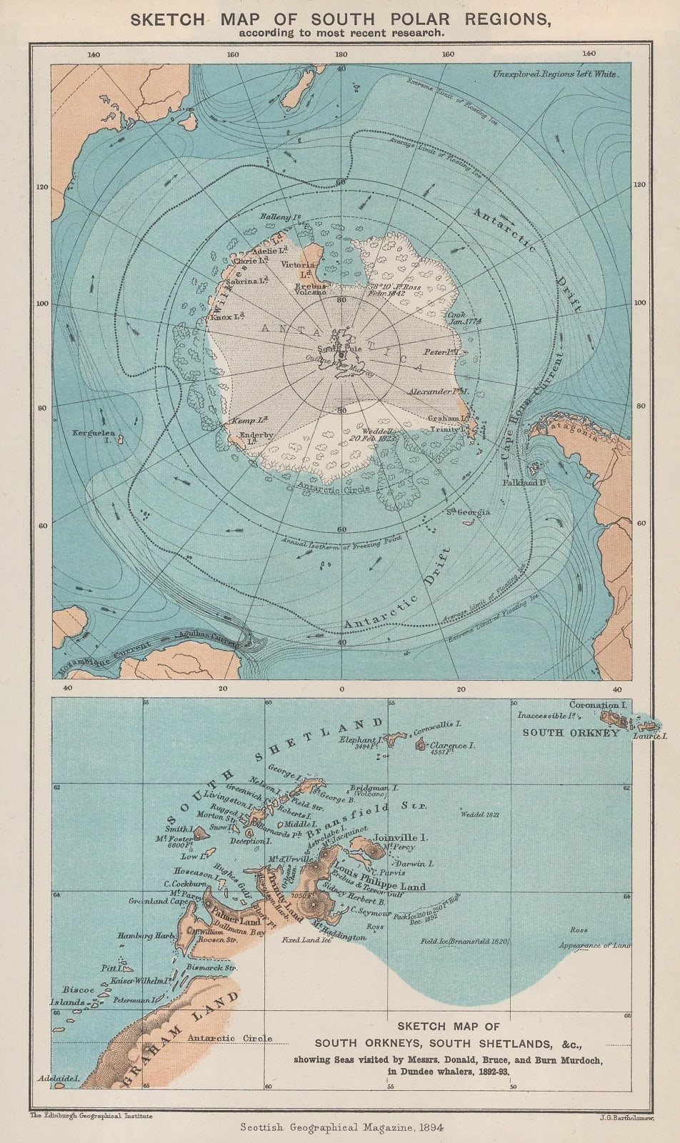 Scottish Geographical Society (SGS), Sketch Map of South Polar Regions, 1894
