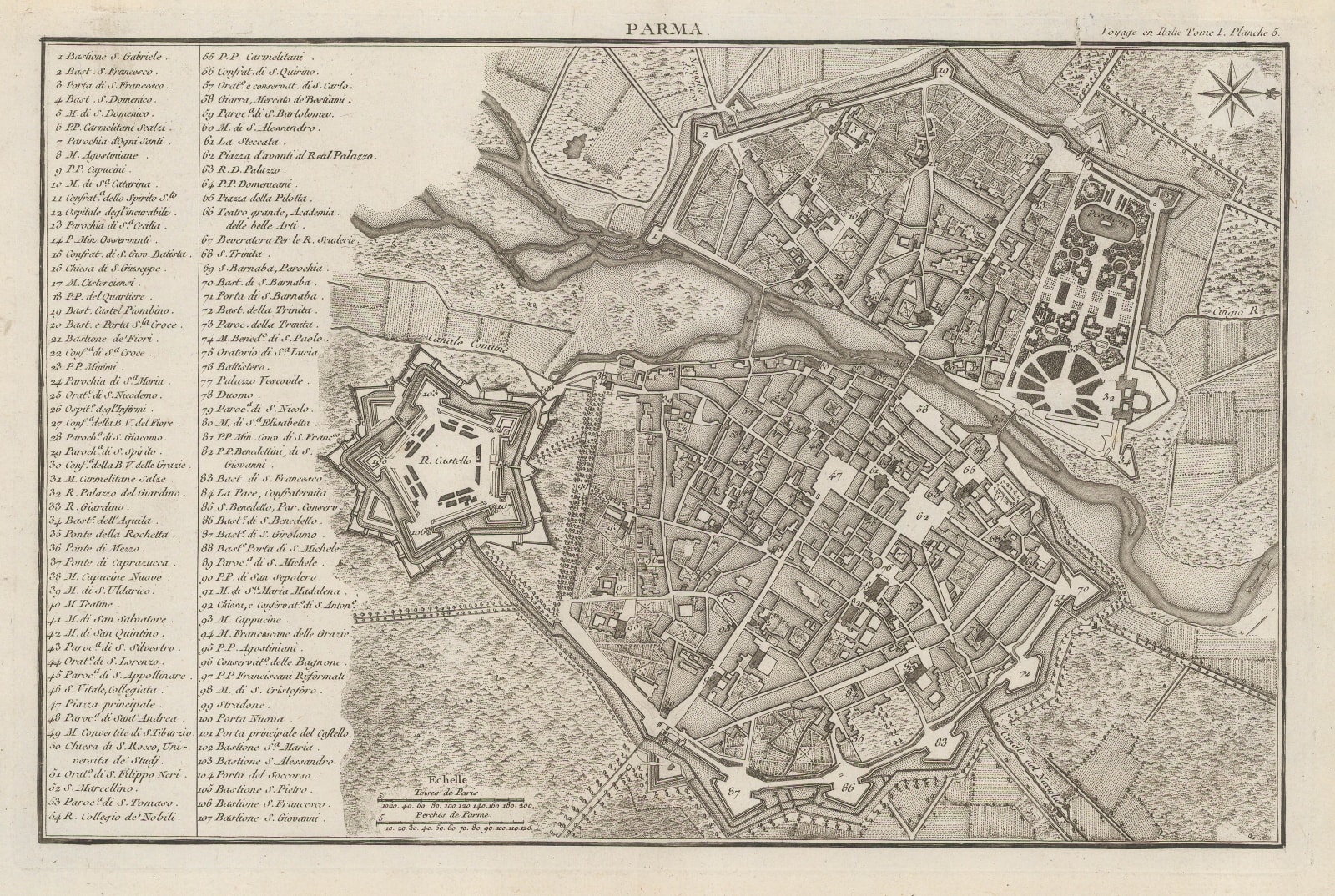Voyage en Italie, City plan of Parma, 1800 c.