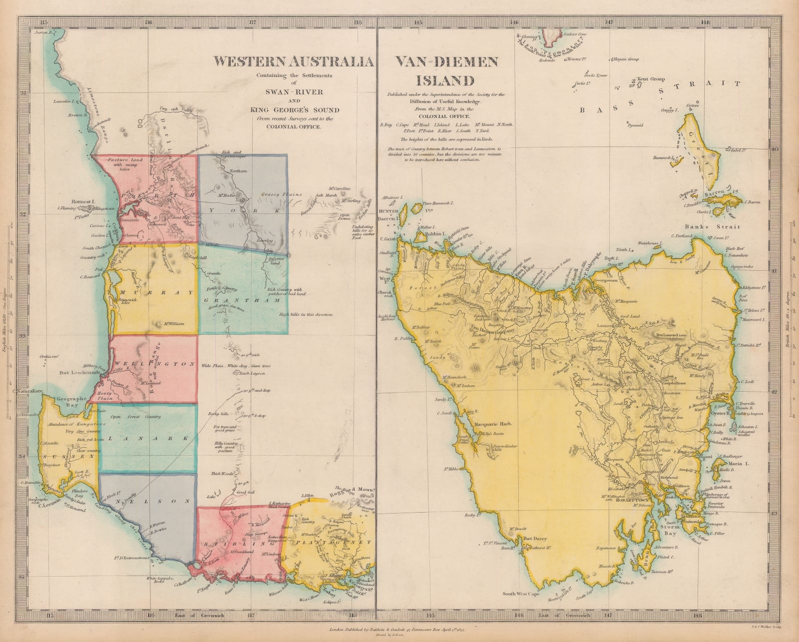 Society for the Diffusion of Useful Knowledge (SDUK), Western Australia and Tasmania, 1833