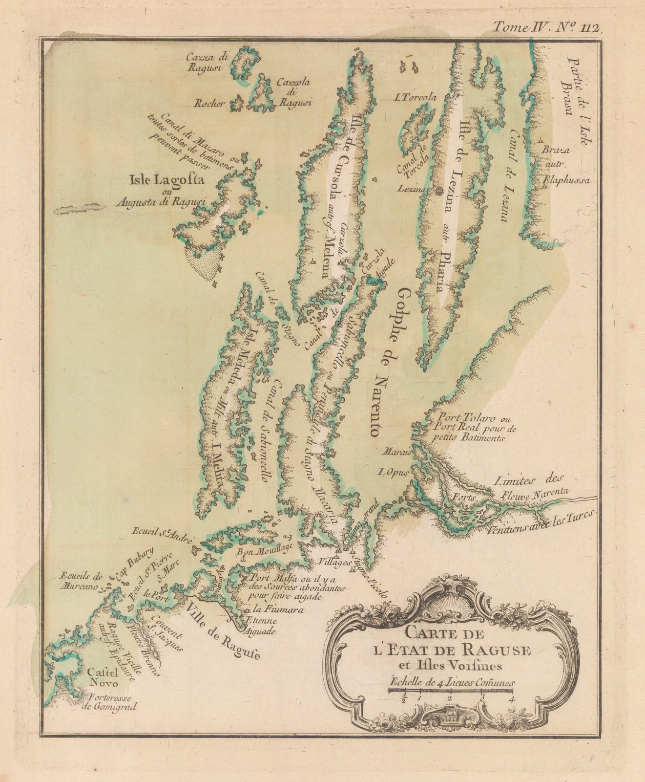 Jacques-Nicolas Bellin, Chart of Dubrovnik and environs, 1764