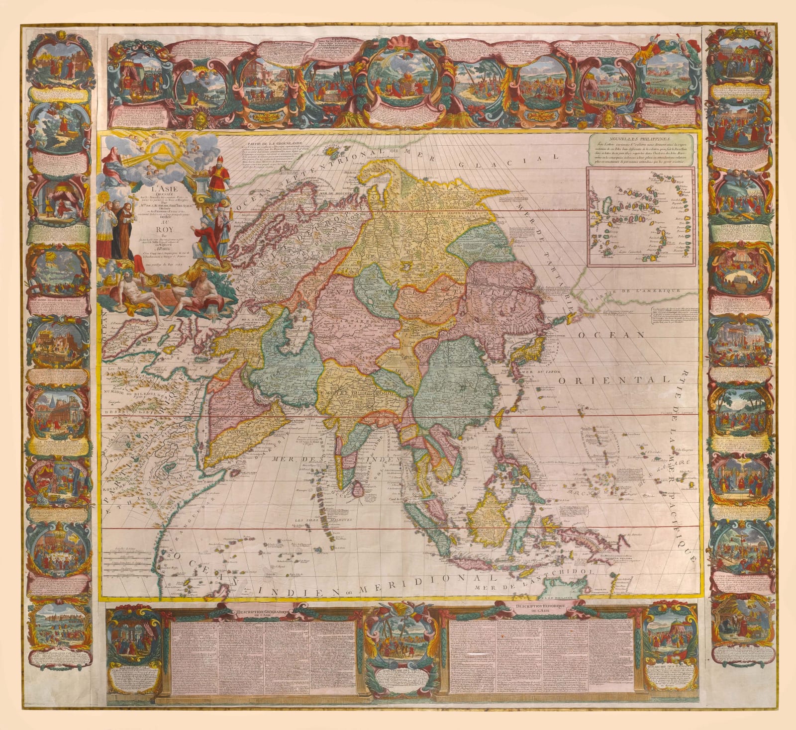 Jean Baptiste Nolin, Rare wall map of Asia, 1749