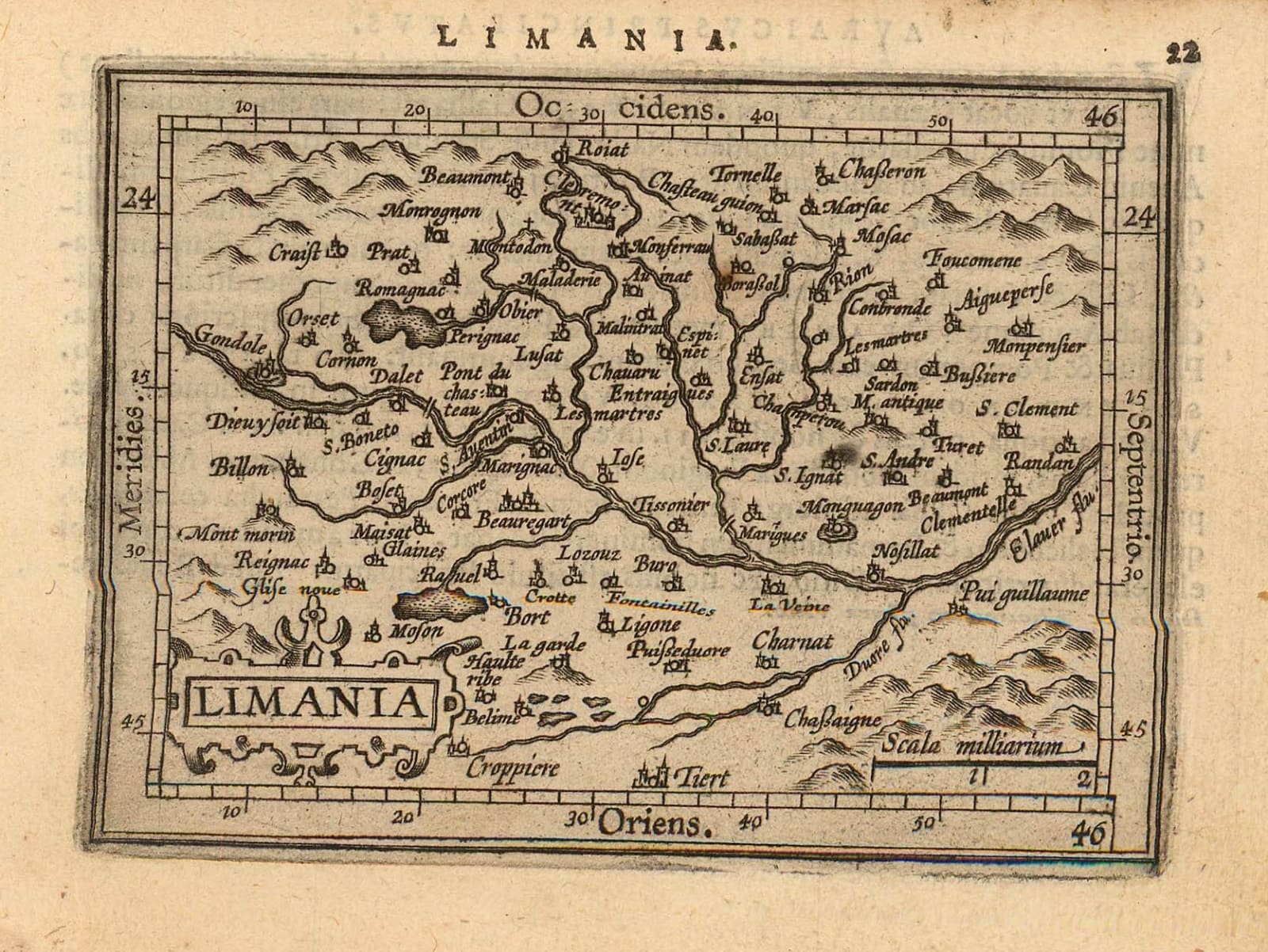 Abraham Ortelius, Allier river valley, Puy-de-Dôme, 1601