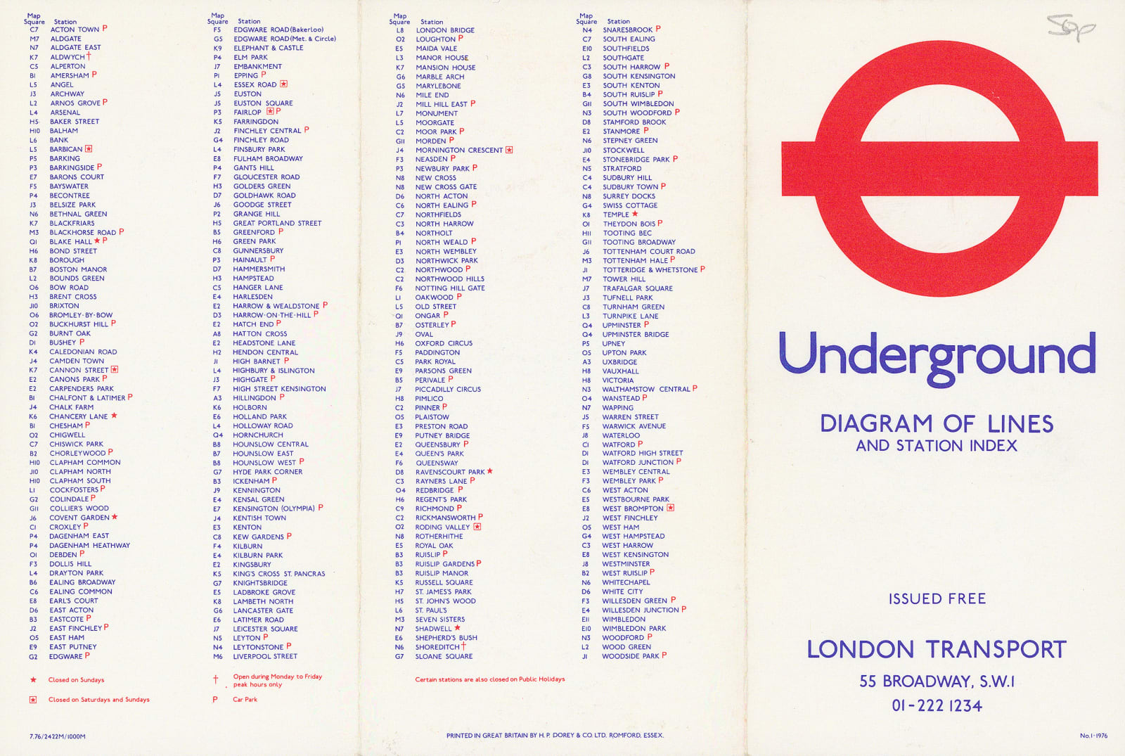 Paul E. Garbutt, London Underground Map, 1976