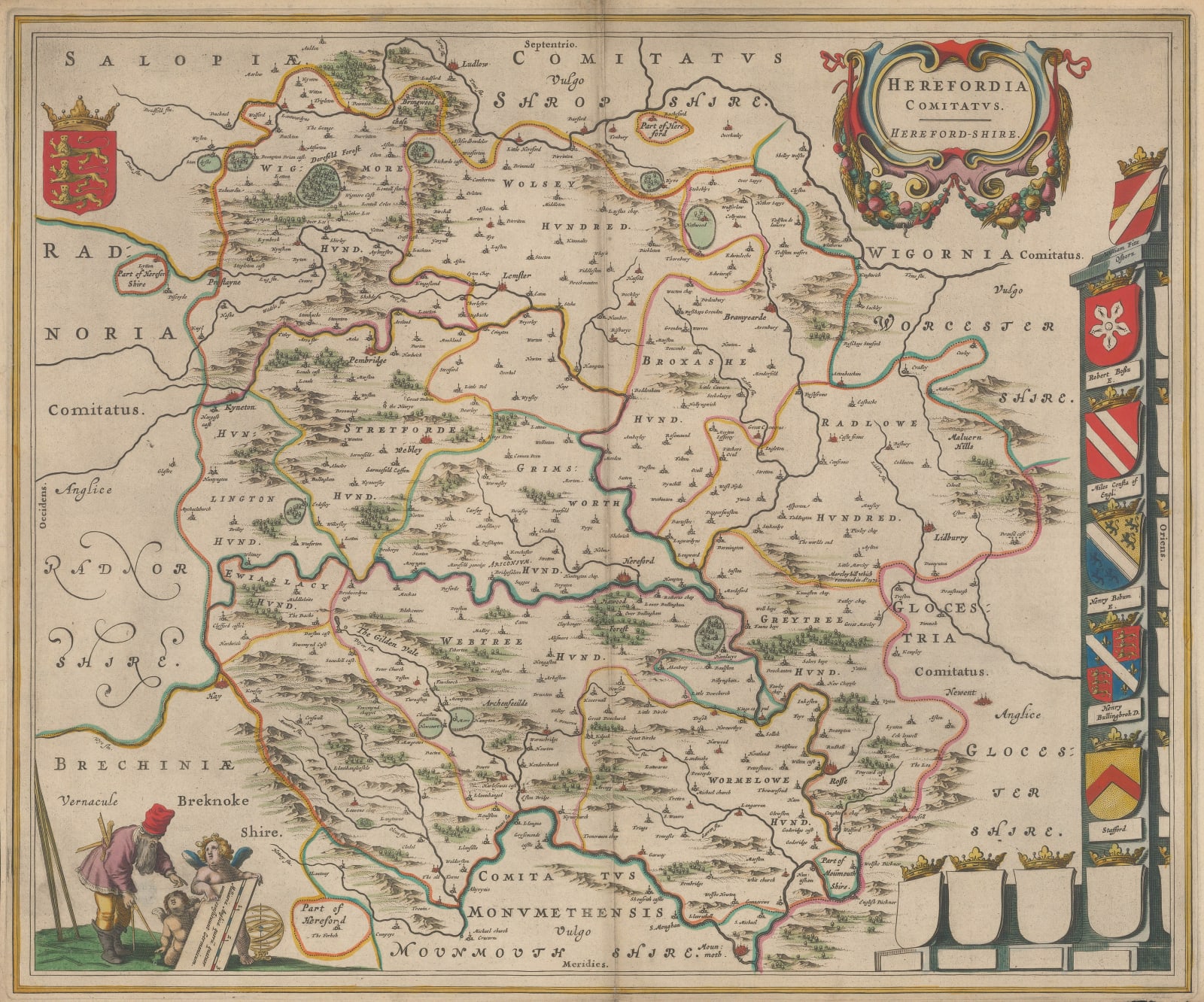 Willem & Jan Blaeu, Herefordia Comitatvs: Hereford-shire, 1650 c.