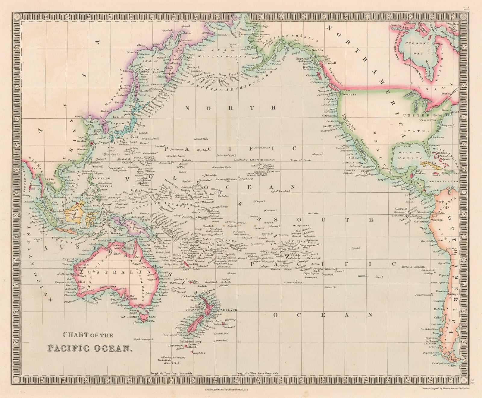 Henry Teesdale, Chart of the Pacific Ocean, 1847