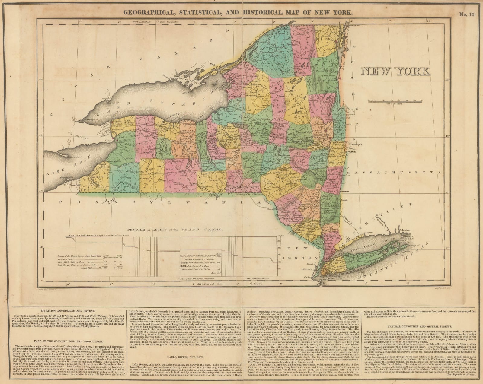 Carey & Lea, Geographical, Statistical and Historical map of New York, 1822