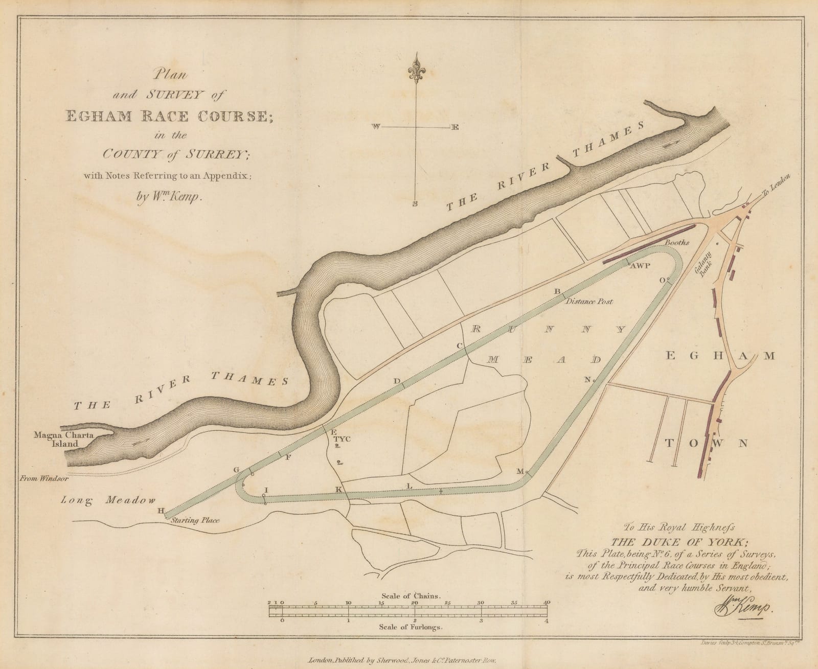 William Kemp, Egham: Plan and Survey of Egham Race Course, 1825